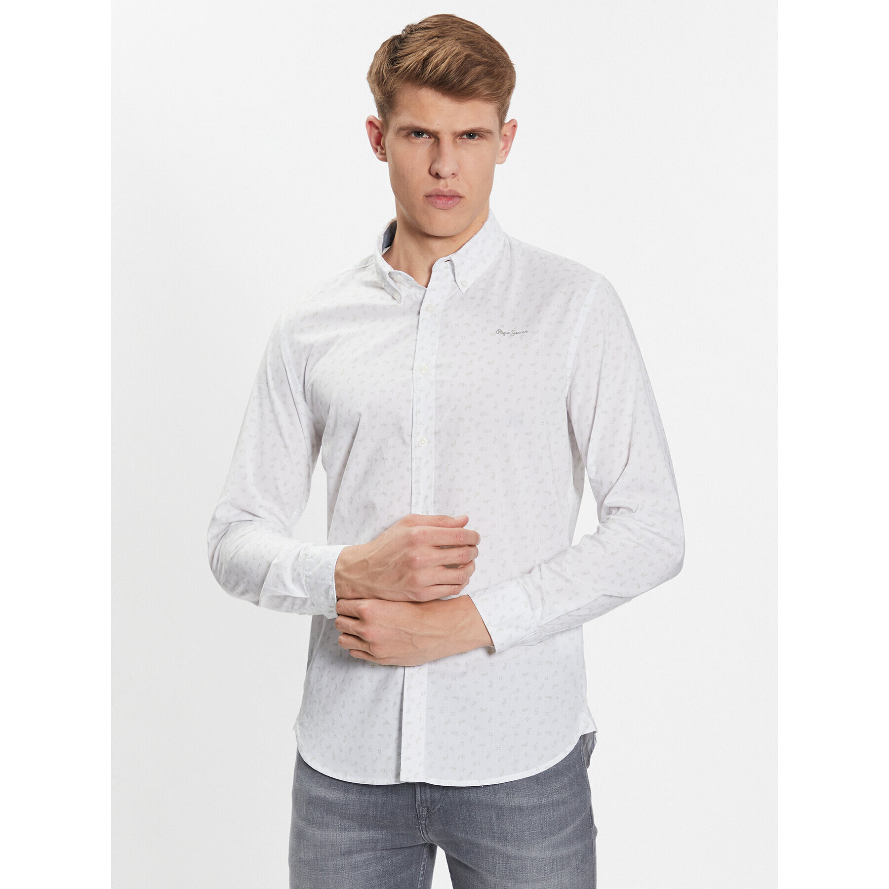 Pepe Jeans Košile PM308023 Bílá Slim Fit - Pepit.cz