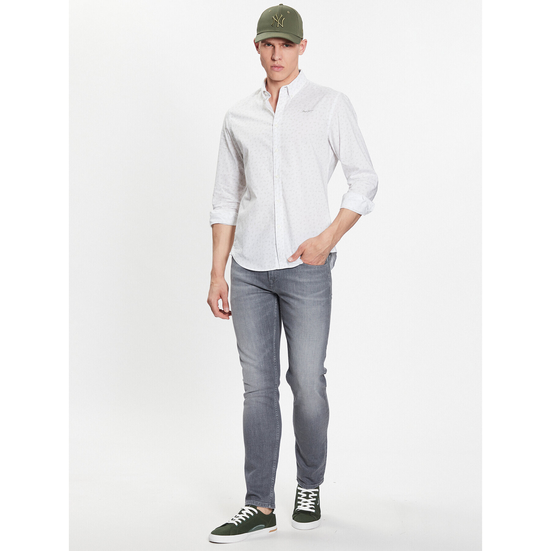 Pepe Jeans Košile PM308023 Bílá Slim Fit - Pepit.cz