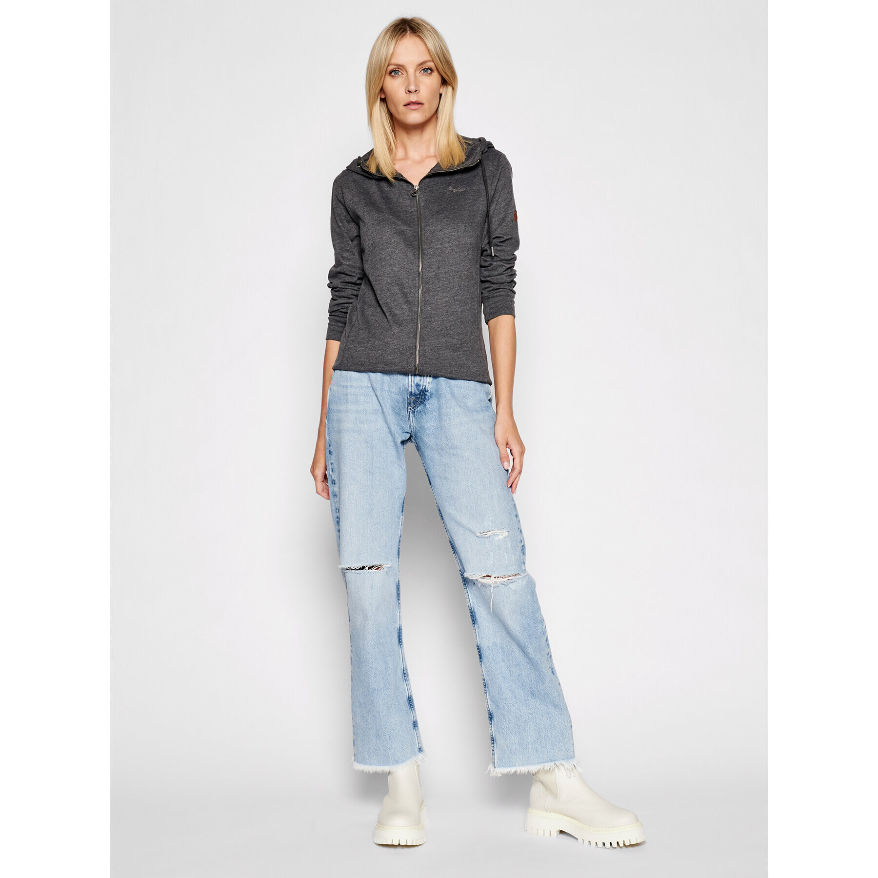 Pepe Jeans Mikina Anne PL581104 Šedá Regular Fit - Pepit.cz