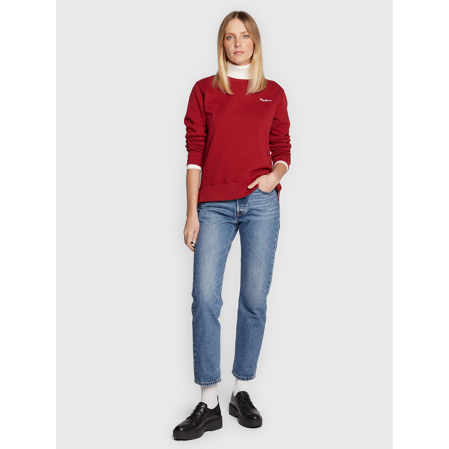 Pepe Jeans Mikina Calista PL581189 Červená Regular Fit - Pepit.cz