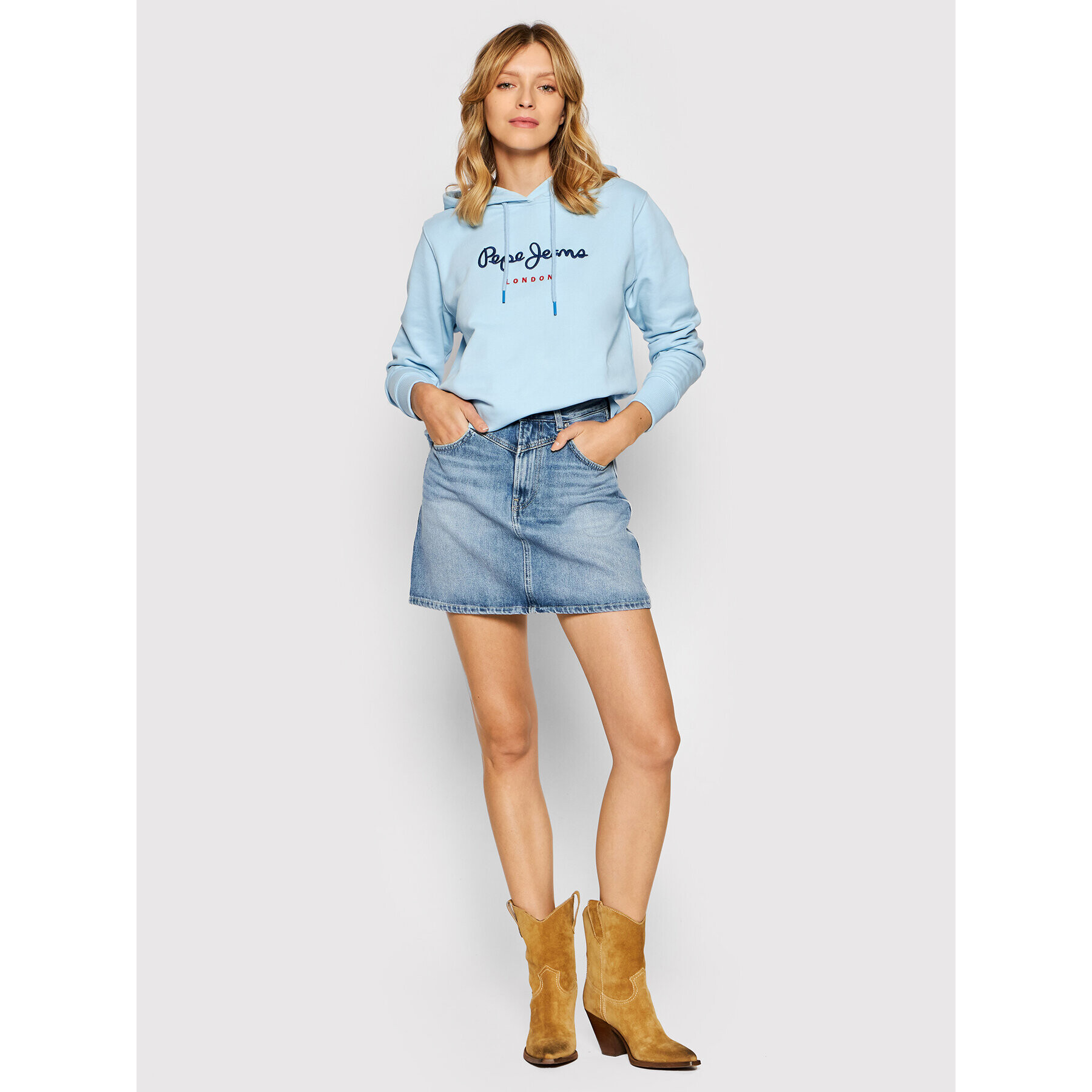 Pepe Jeans Mikina Calista PL581190 Modrá Regular Fit - Pepit.cz