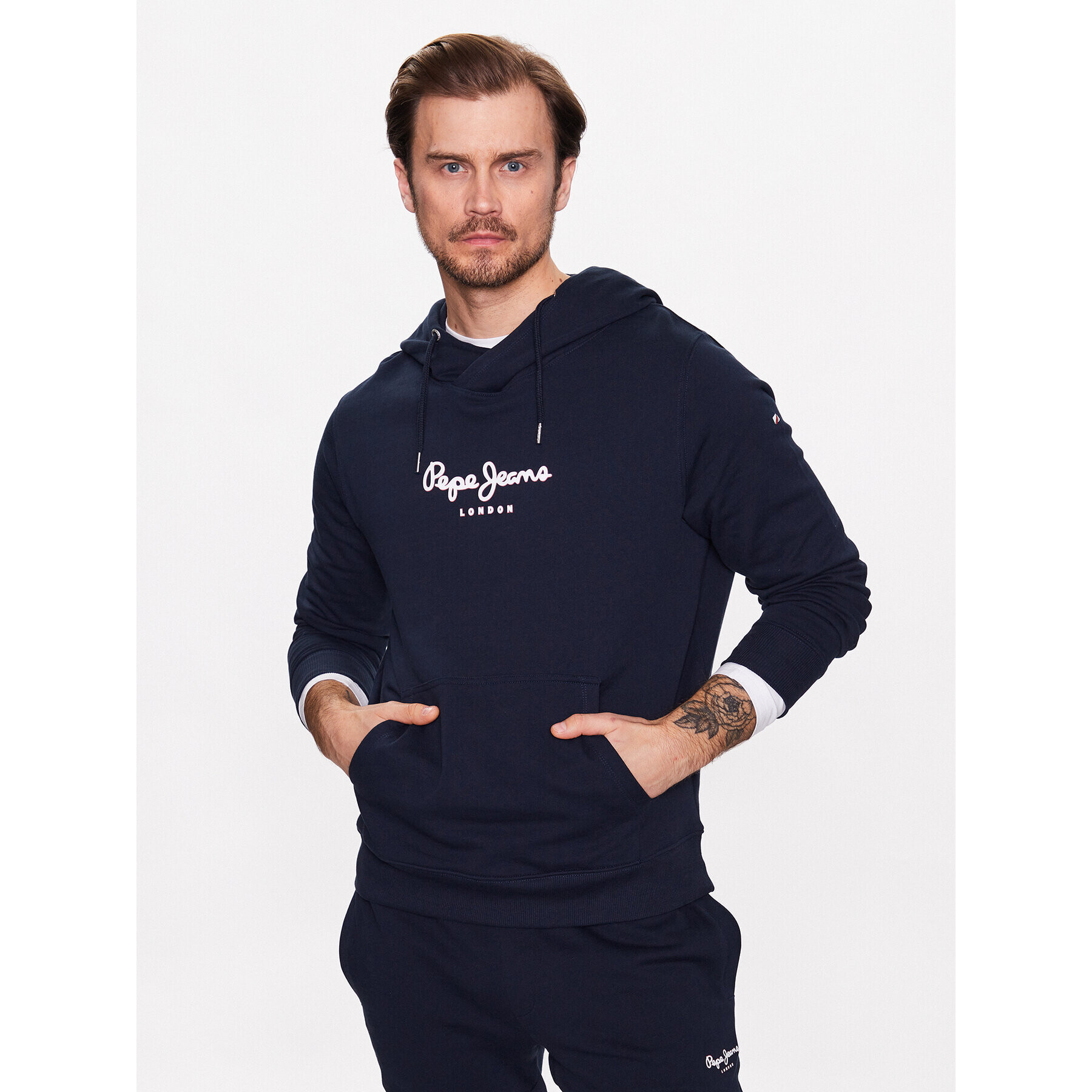 Pepe Jeans Mikina Edward Hoodie PM582381 Tmavomodrá Regular Fit - Pepit.cz