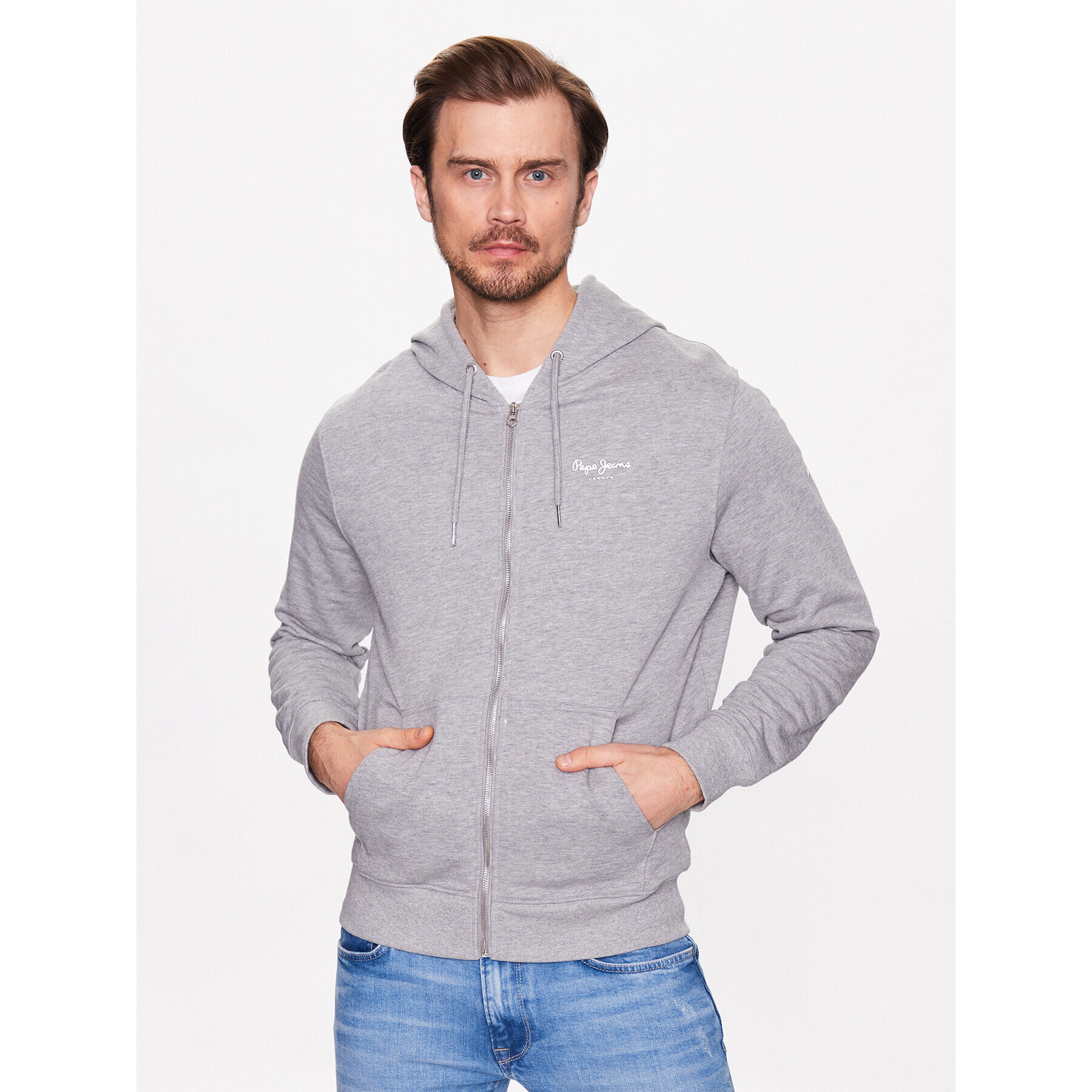 Pepe Jeans Mikina Edward Zip PM582382 Šedá Regular Fit - Pepit.cz