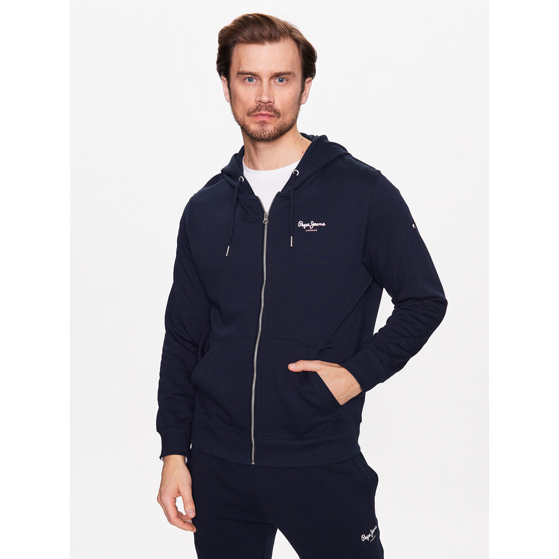 Pepe Jeans Mikina Edward Zip PM582382 Tmavomodrá Regular Fit - Pepit.cz