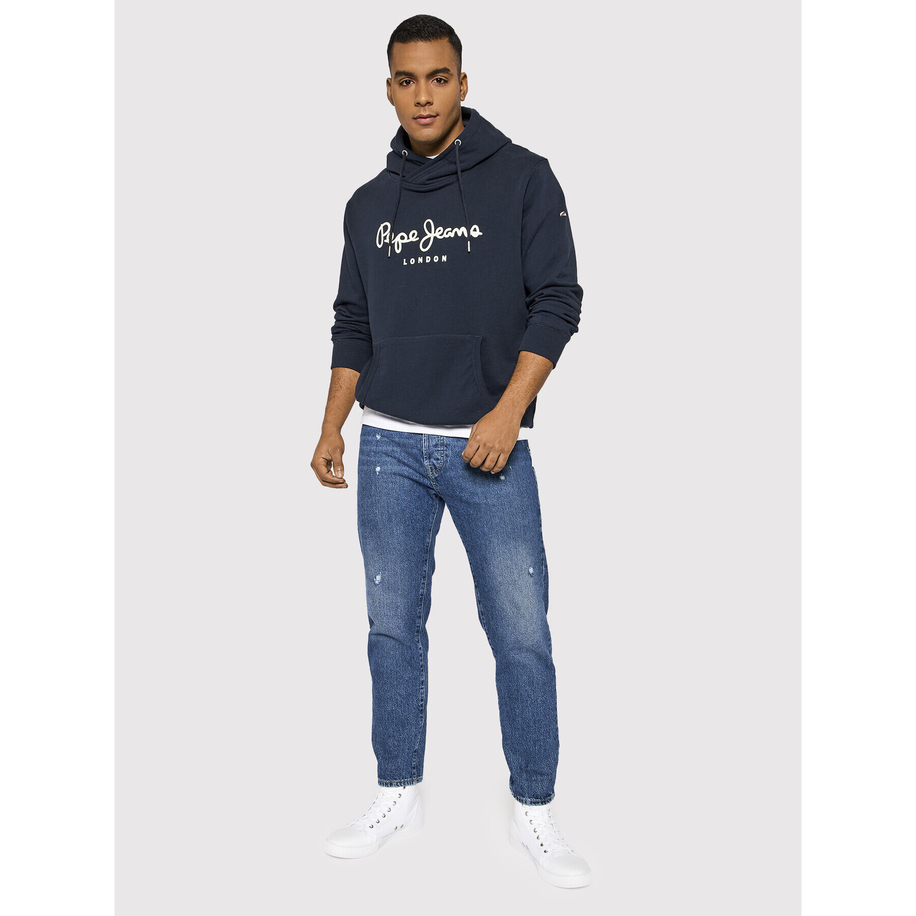 Pepe Jeans Mikina George PM582089 Tmavomodrá Regular Fit - Pepit.cz