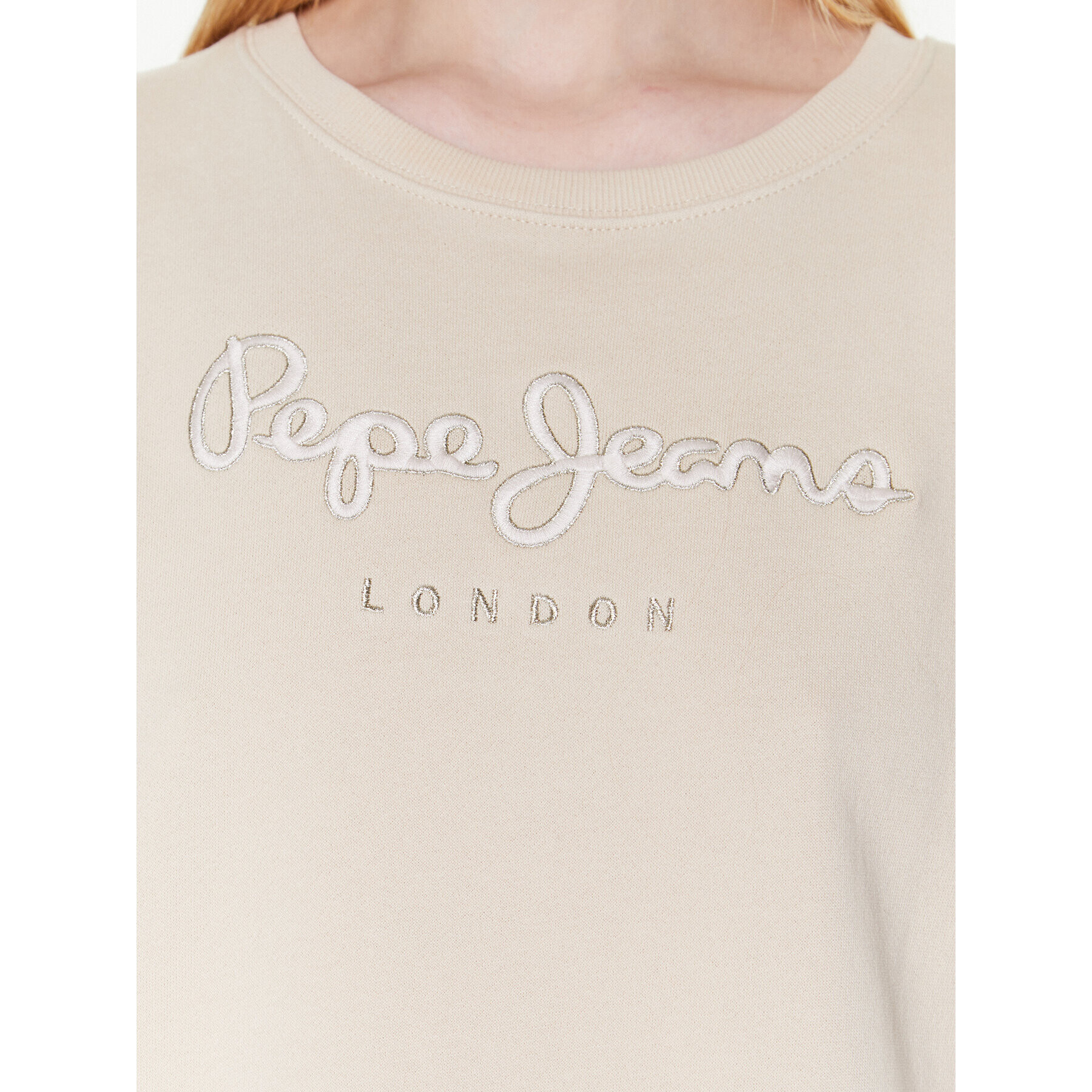 Pepe Jeans Mikina Loreta PL581285 Écru Relaxed Fit - Pepit.cz