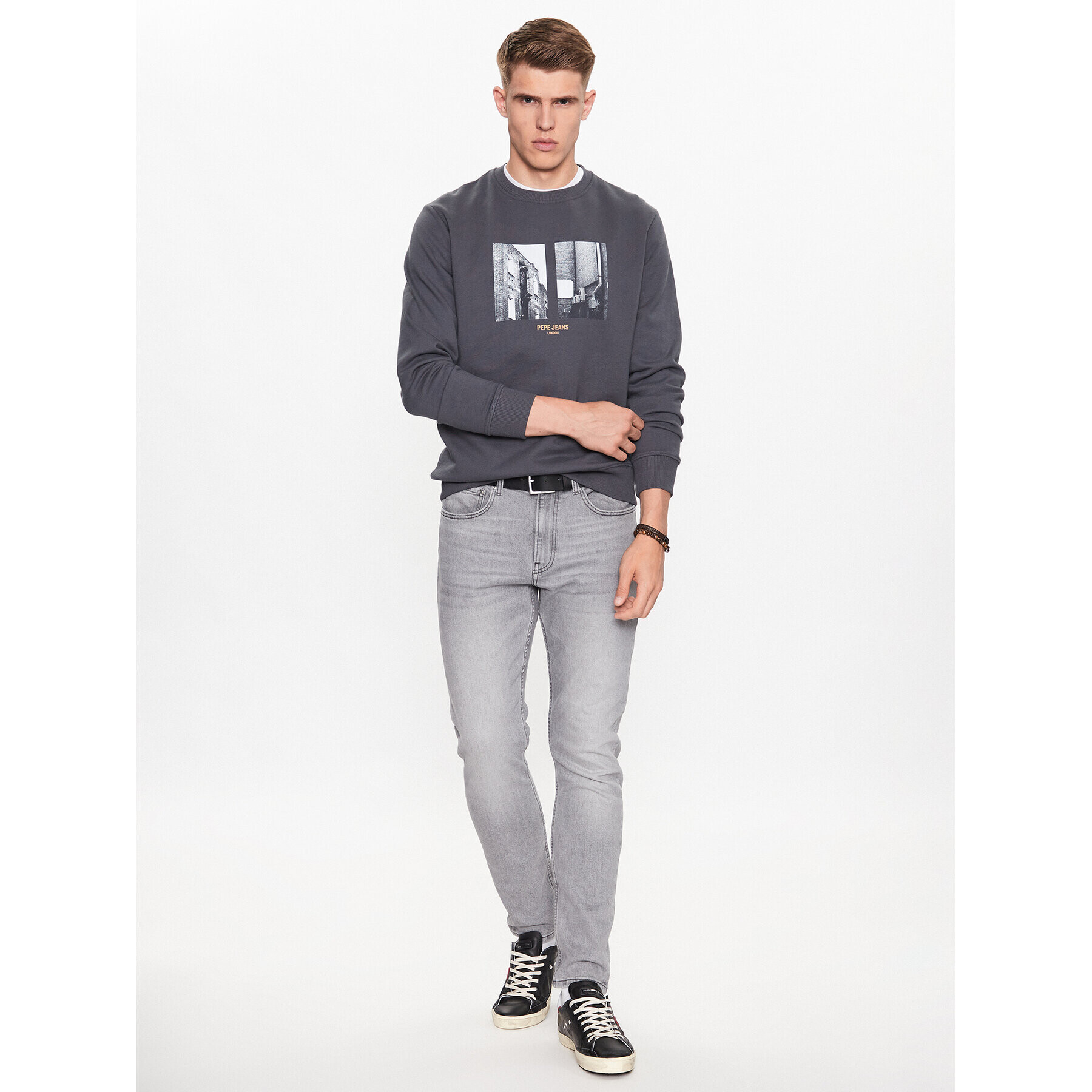 Pepe Jeans Mikina Meelo PM582474 Šedá Regular Fit - Pepit.cz