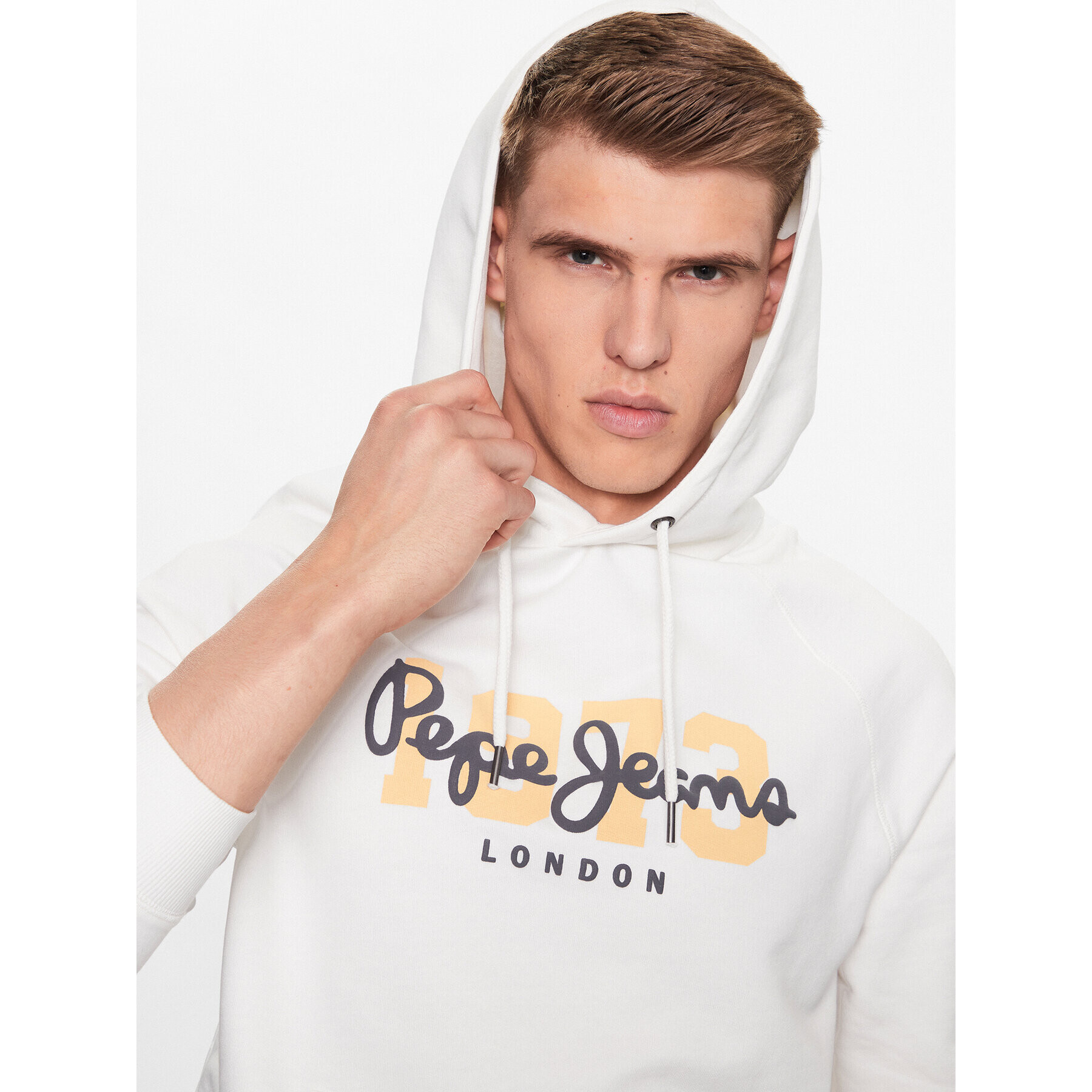 Pepe Jeans Mikina Meier Hoodie PM582482 Bílá Regular Fit - Pepit.cz