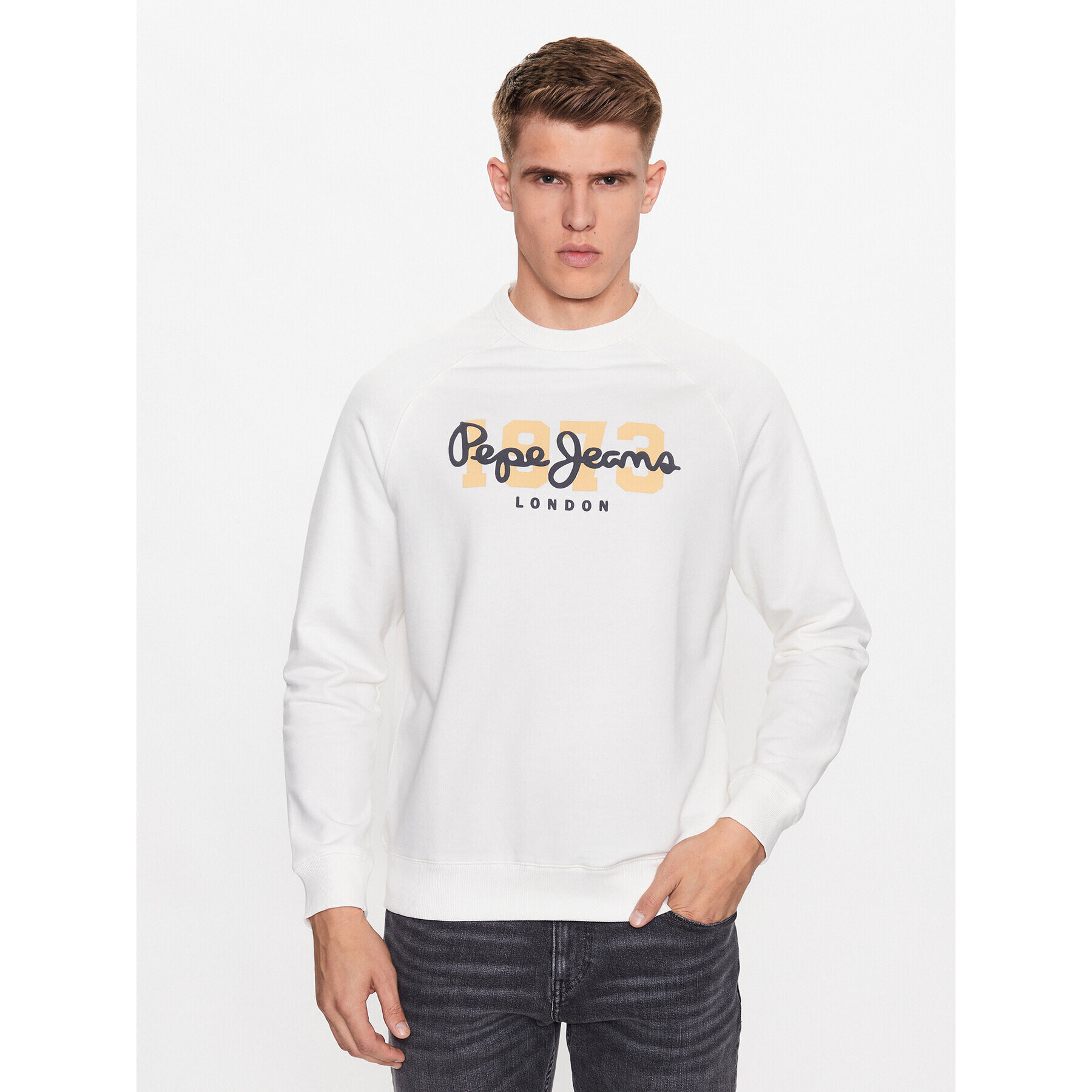 Pepe Jeans Mikina Meier PM582477 Bílá Regular Fit - Pepit.cz