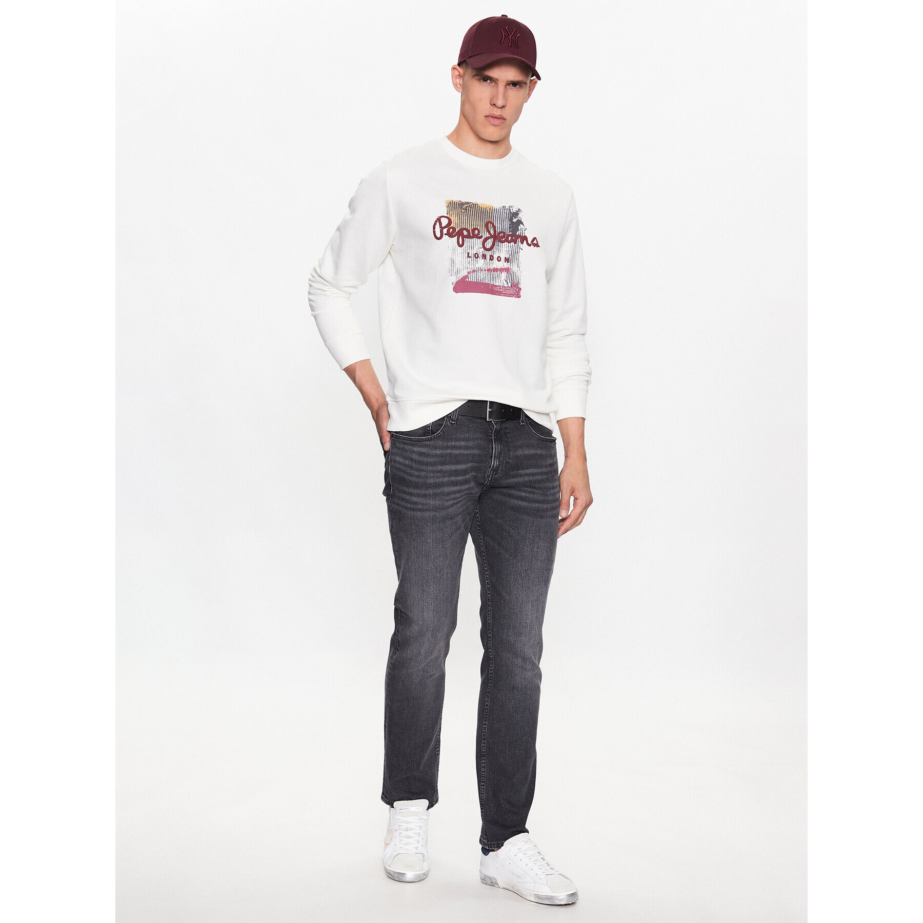 Pepe Jeans Mikina Melbourne Sweat PM582483 Bílá Regular Fit - Pepit.cz