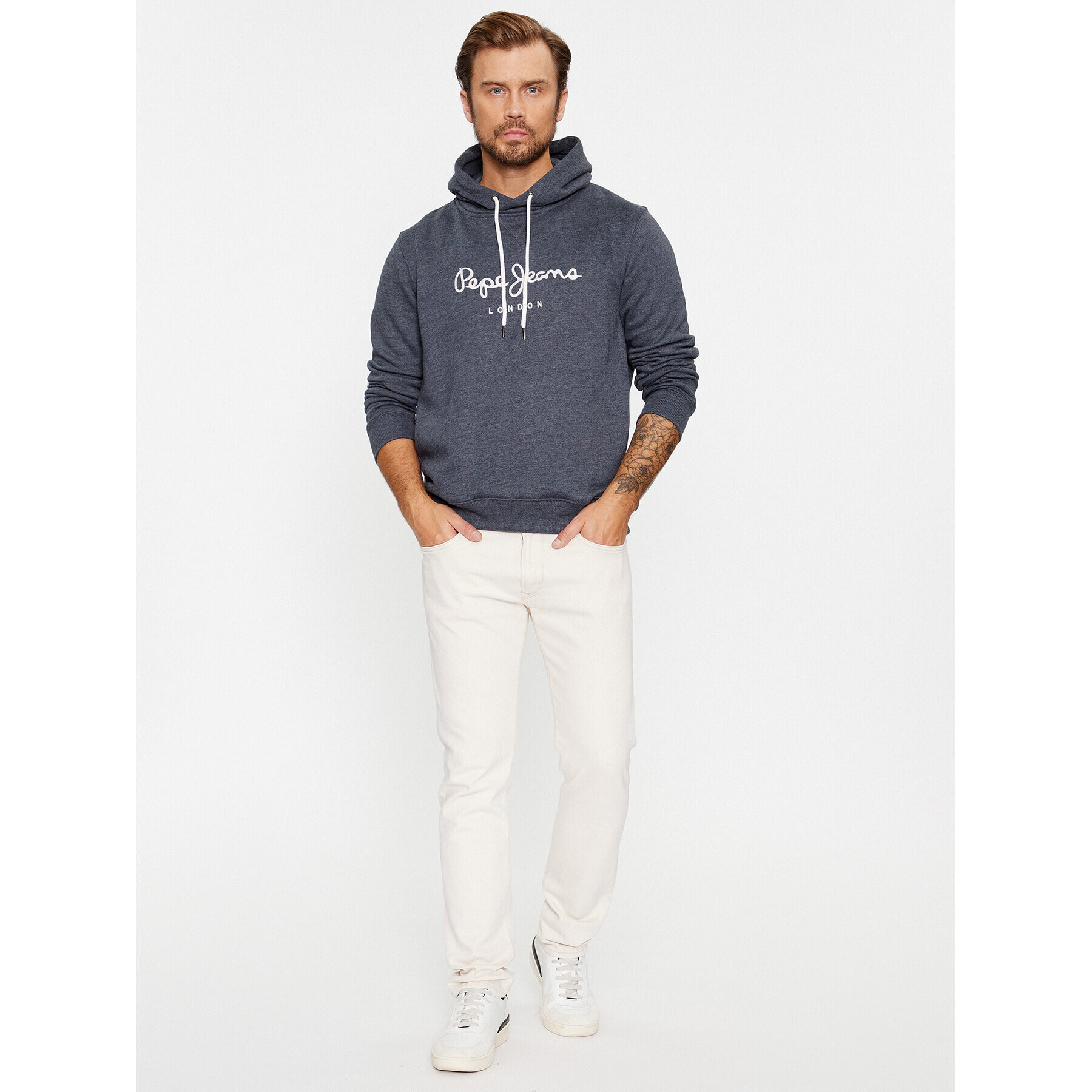 Pepe Jeans Mikina Nouvel Hoodie PM582521 Tmavomodrá Regular Fit - Pepit.cz