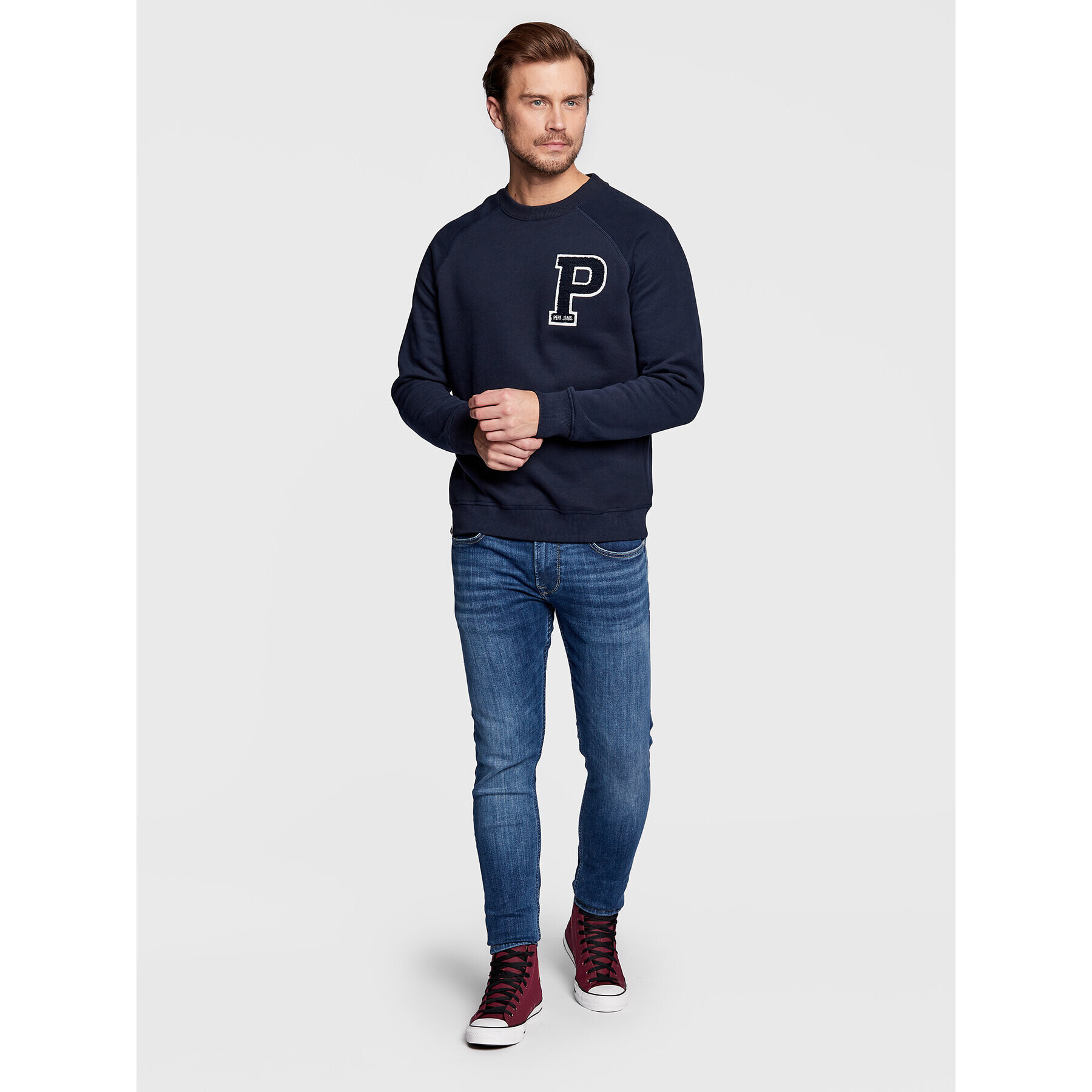 Pepe Jeans Mikina Pike PM582276 Tmavomodrá Regular Fit - Pepit.cz