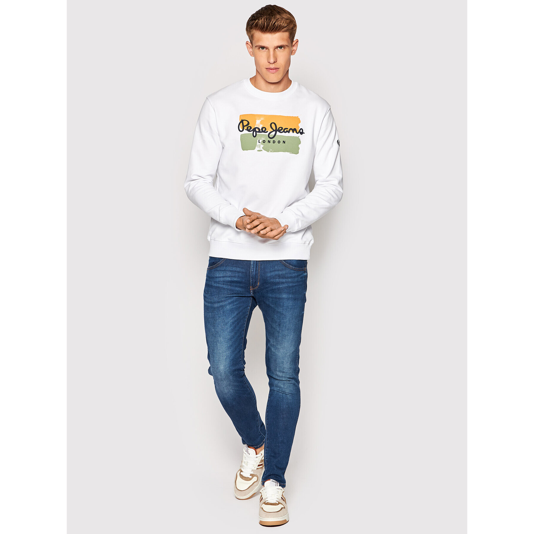 Pepe Jeans Mikina Prestyn PM582283 Bílá Regular Fit - Pepit.cz