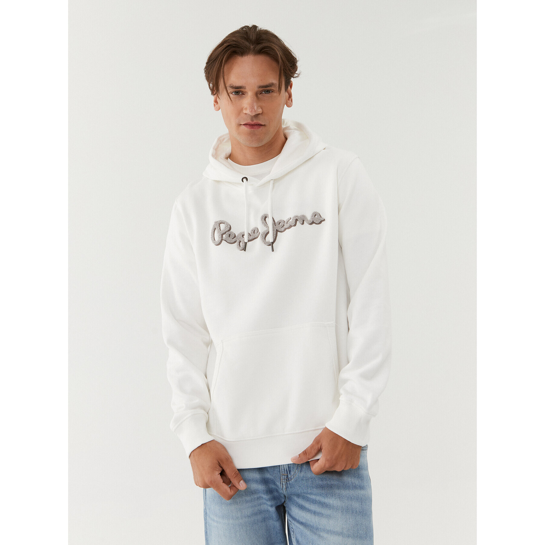 Pepe Jeans Mikina Ryan Hoodie PM582328 Bílá Regular Fit - Pepit.cz