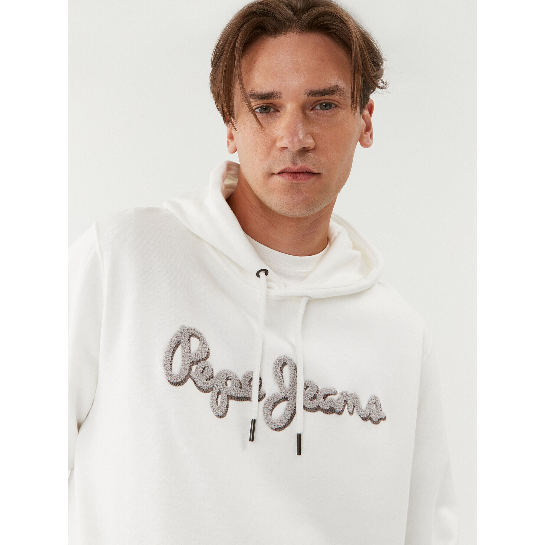 Pepe Jeans Mikina Ryan Hoodie PM582328 Bílá Regular Fit - Pepit.cz