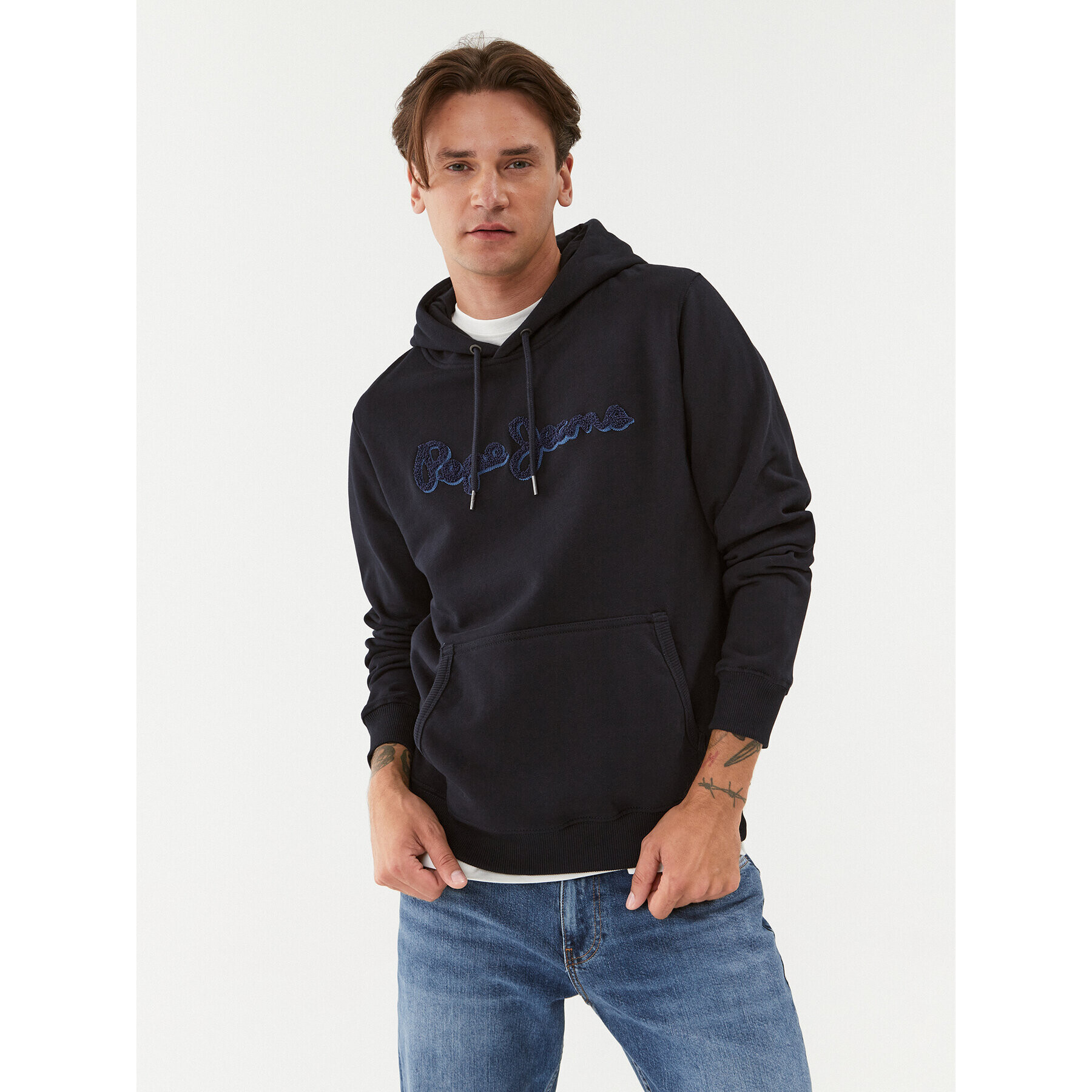 Pepe Jeans Mikina Ryan Hoodie PM582328 Tmavomodrá Regular Fit - Pepit.cz