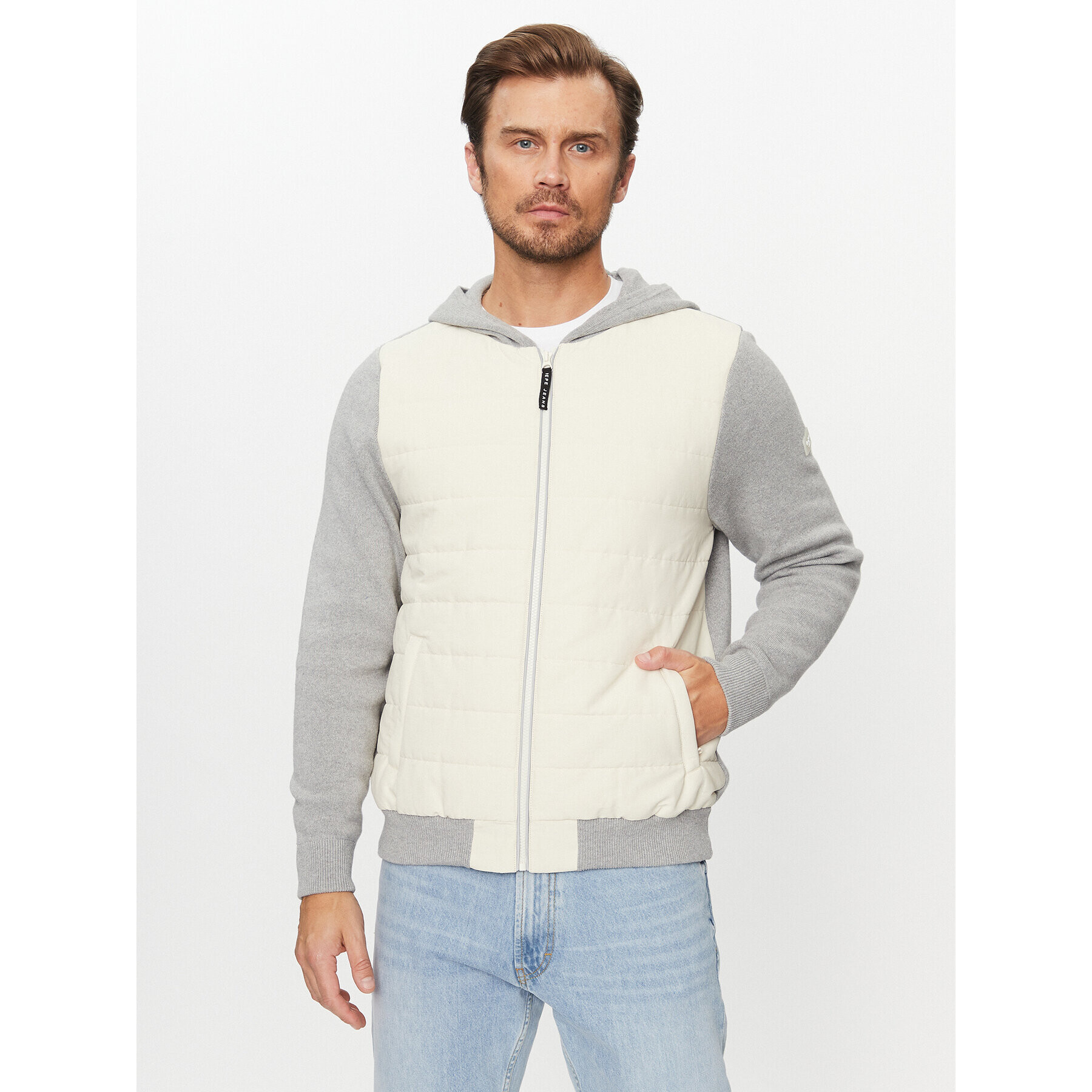 Pepe Jeans Mikina Snell Hoodie PM702380 Écru Regular Fit - Pepit.cz