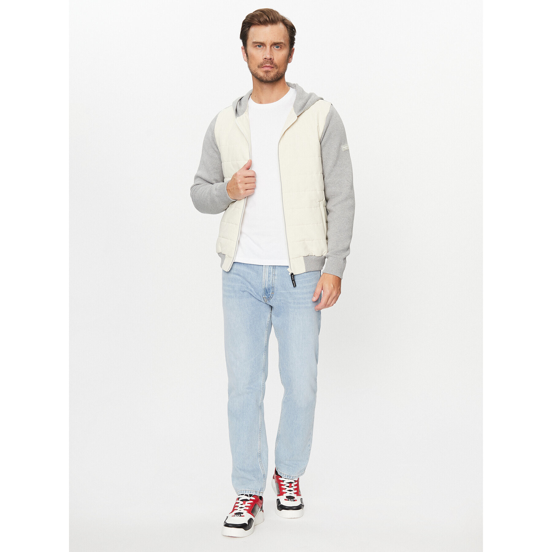 Pepe Jeans Mikina Snell Hoodie PM702380 Écru Regular Fit - Pepit.cz