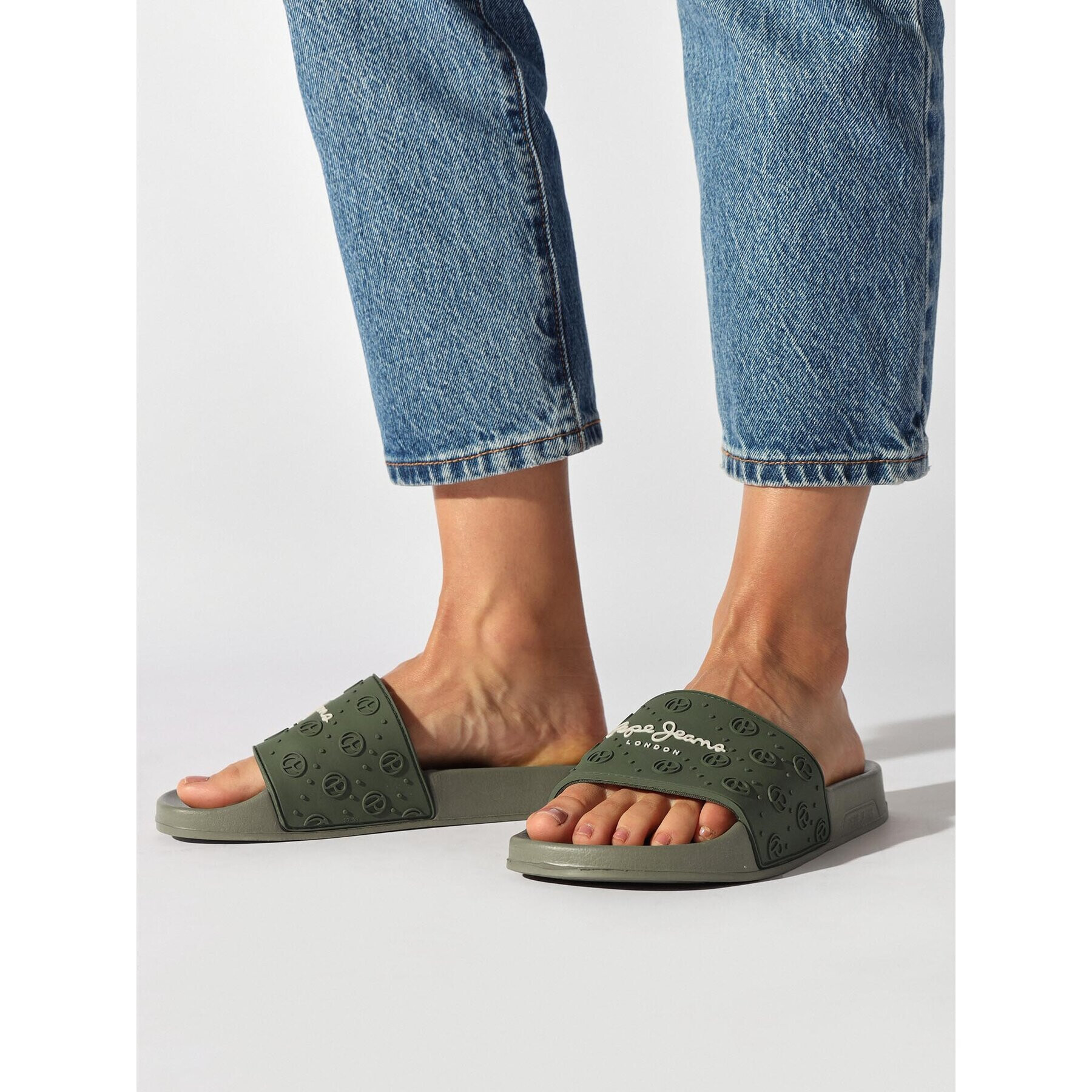 Pepe Jeans Nazouváky Slider Plain W PLS70126 Khaki - Pepit.cz