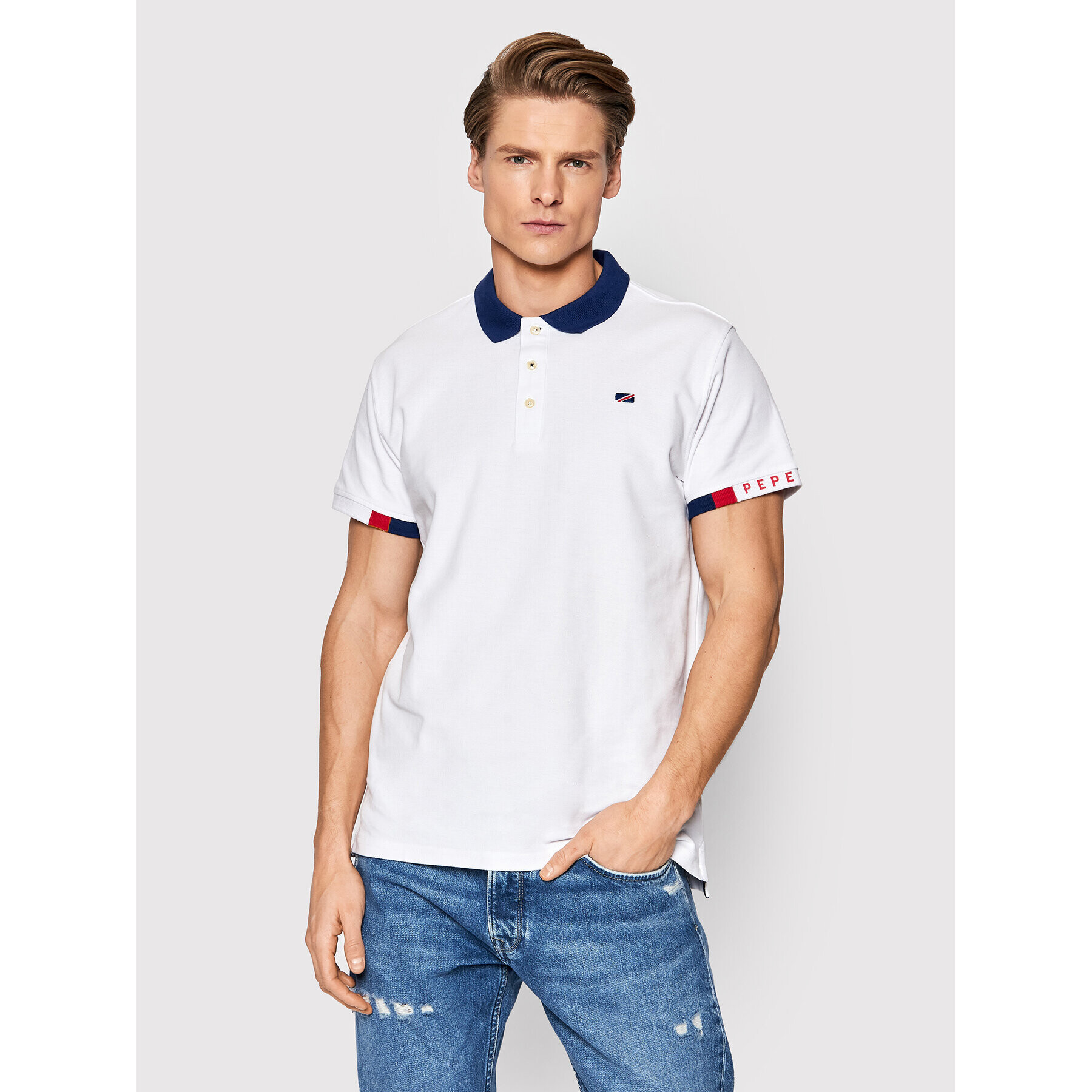 Pepe Jeans Polokošile Felix PM541833 Bílá Regular Fit - Pepit.cz