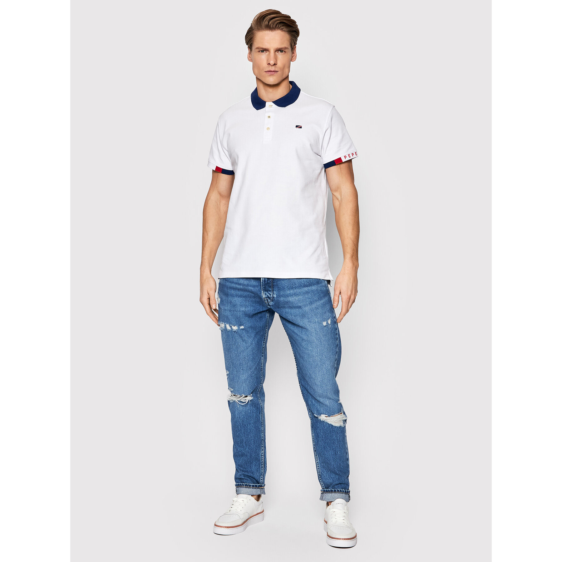 Pepe Jeans Polokošile Felix PM541833 Bílá Regular Fit - Pepit.cz