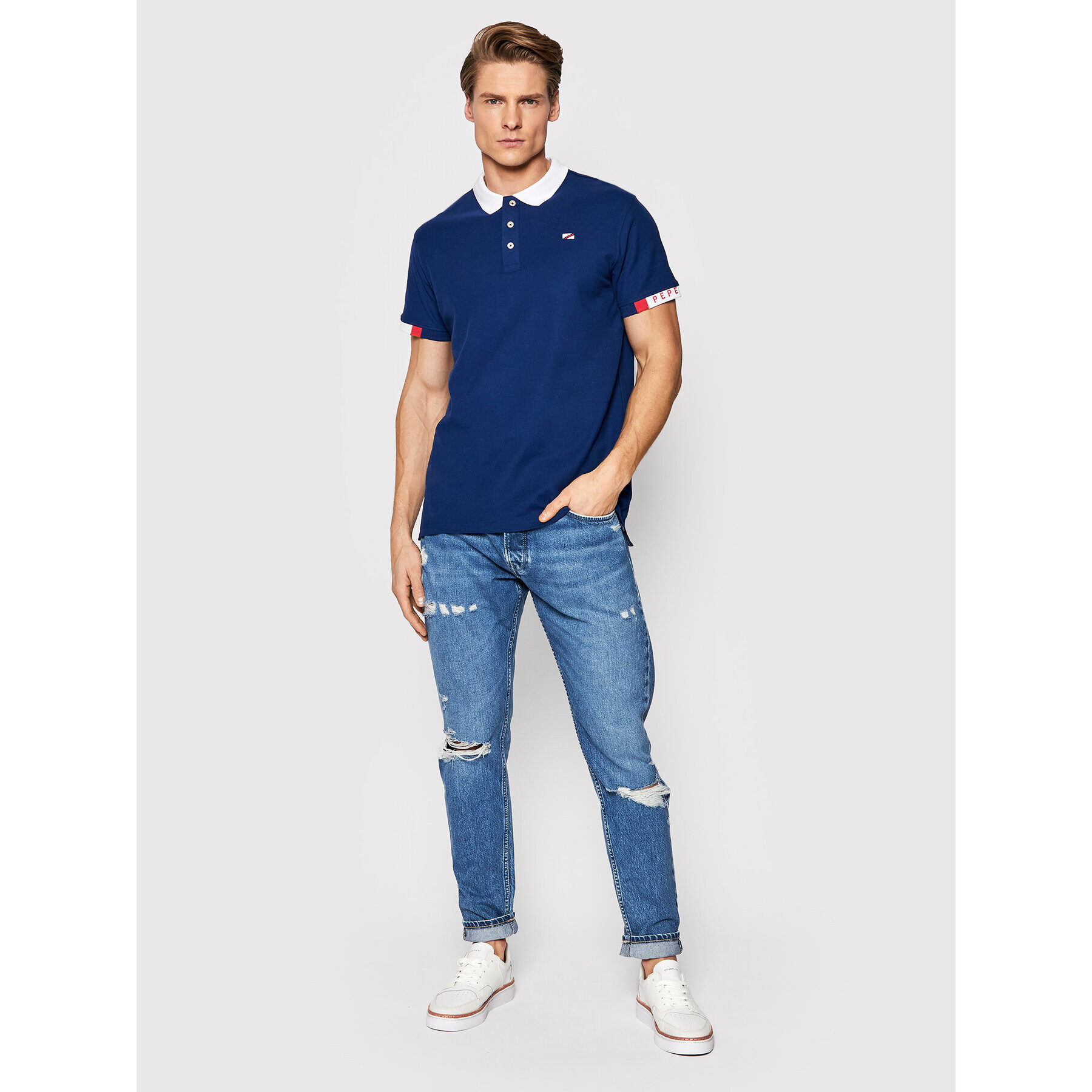 Pepe Jeans Polokošile Felix PM541833 Tmavomodrá Regular Fit - Pepit.cz