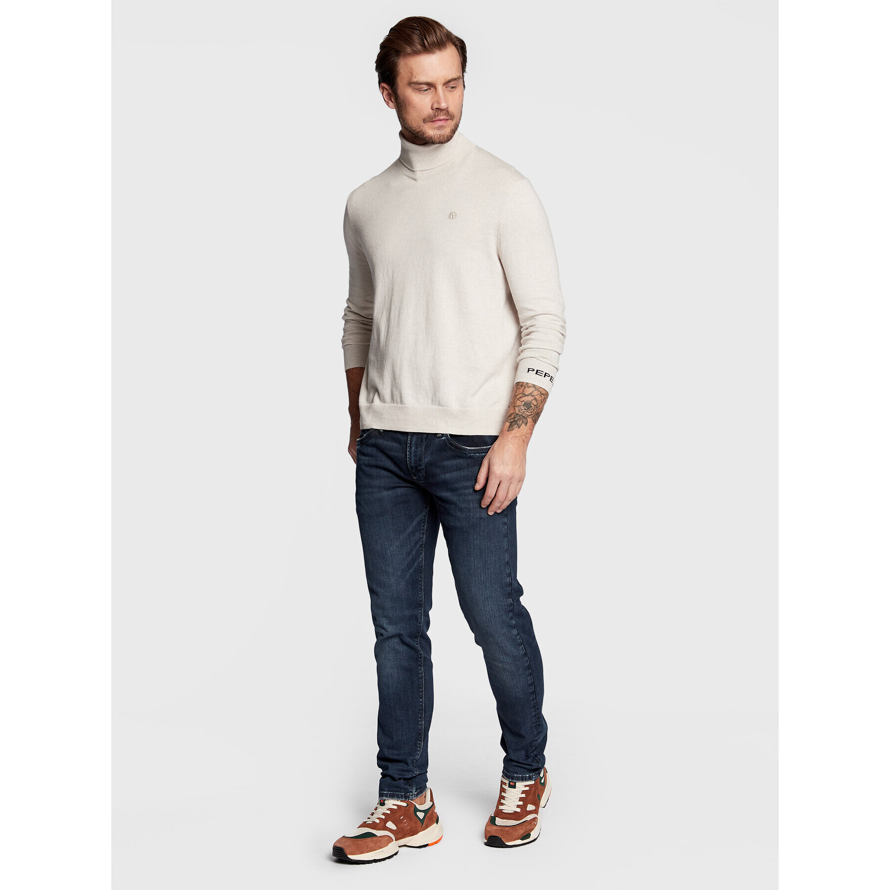 Pepe Jeans Rolák Andre PM702242 Écru Regular Fit - Pepit.cz