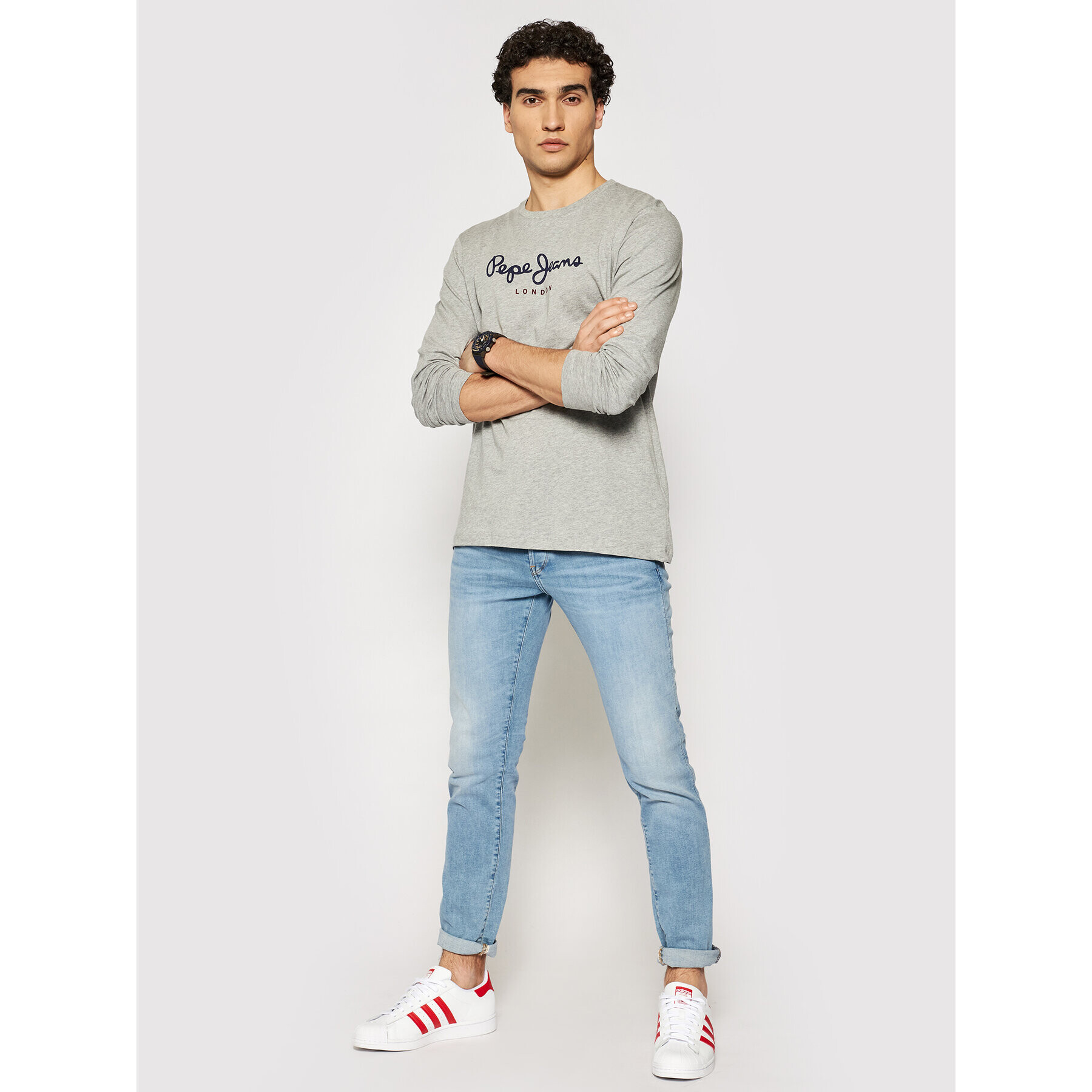 Pepe Jeans S dlouhým rukávem Eggo Long PM501321 Šedá Regular Fit - Pepit.cz