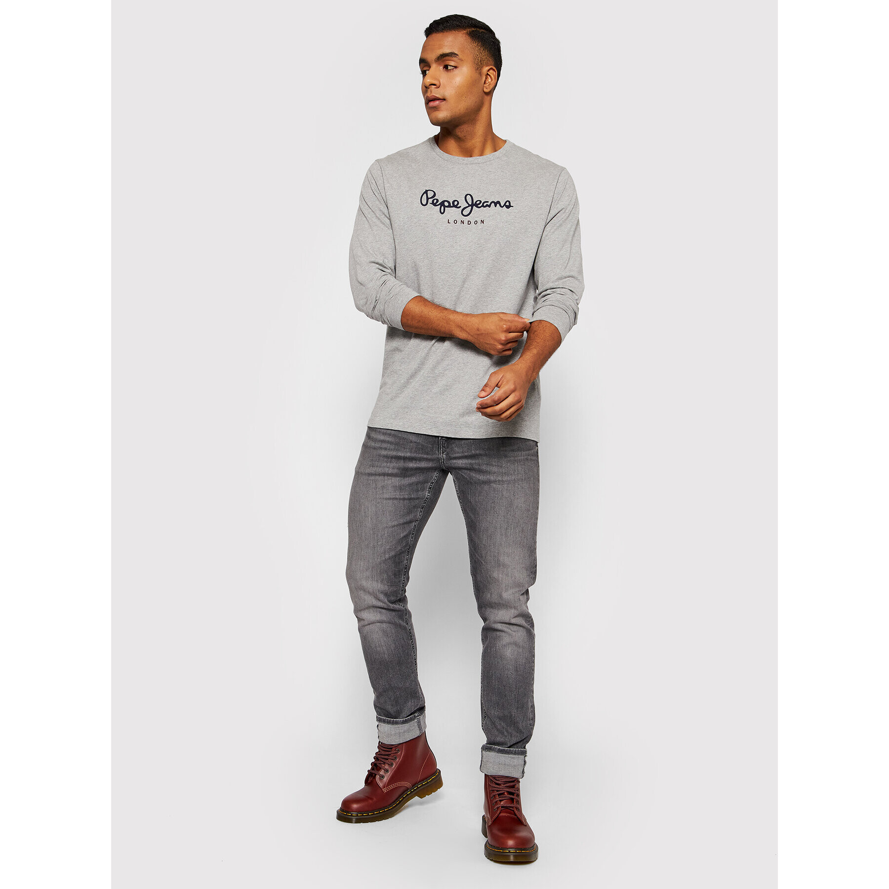 Pepe Jeans S dlouhým rukávem Eggo PM508209 Šedá Regular Fit - Pepit.cz