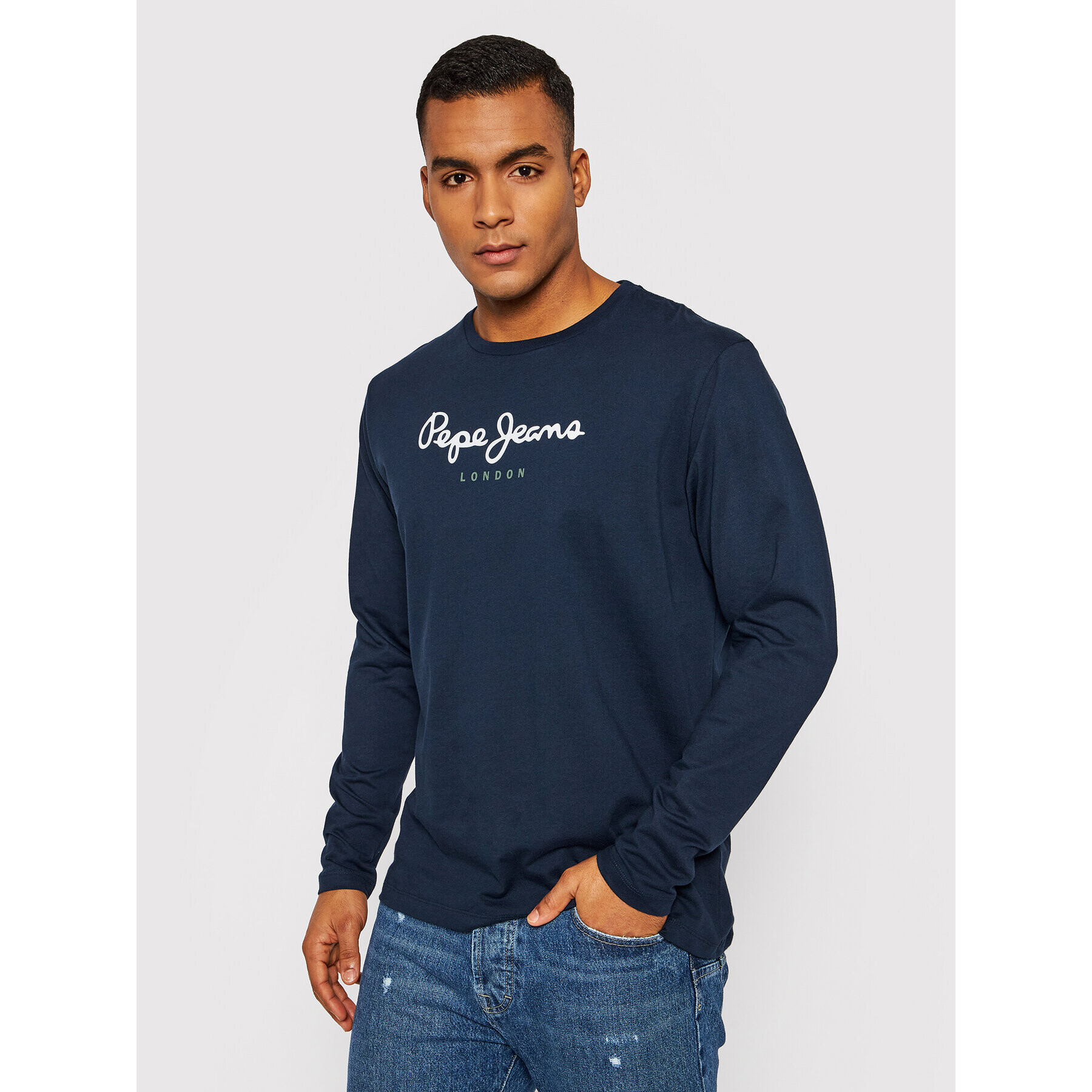 Pepe Jeans S dlouhým rukávem Eggo PM508209 Tmavomodrá Regular Fit - Pepit.cz