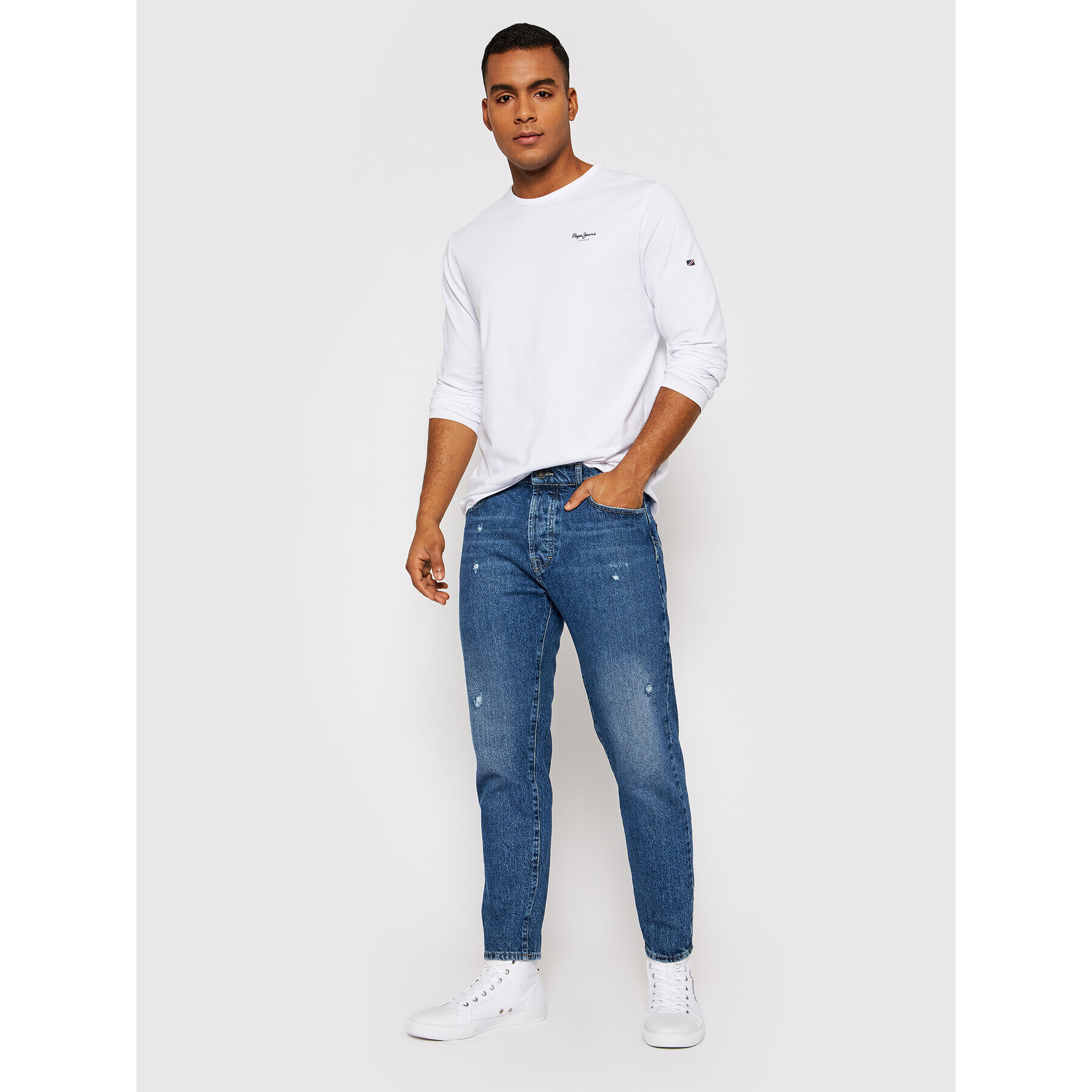 Pepe Jeans S dlouhým rukávem Original Basic 2 Long N PM508211 Bílá Slim Fit - Pepit.cz