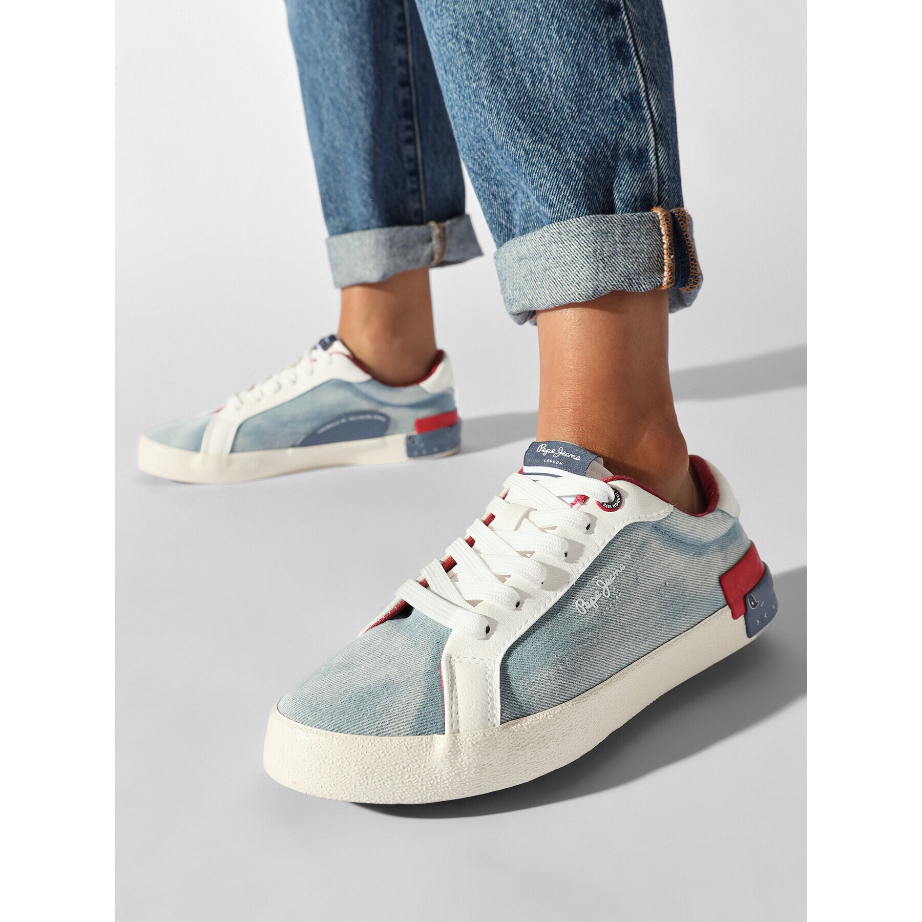 Pepe Jeans Sneakersy Kenton Denim W PLS31442 Modrá - Pepit.cz