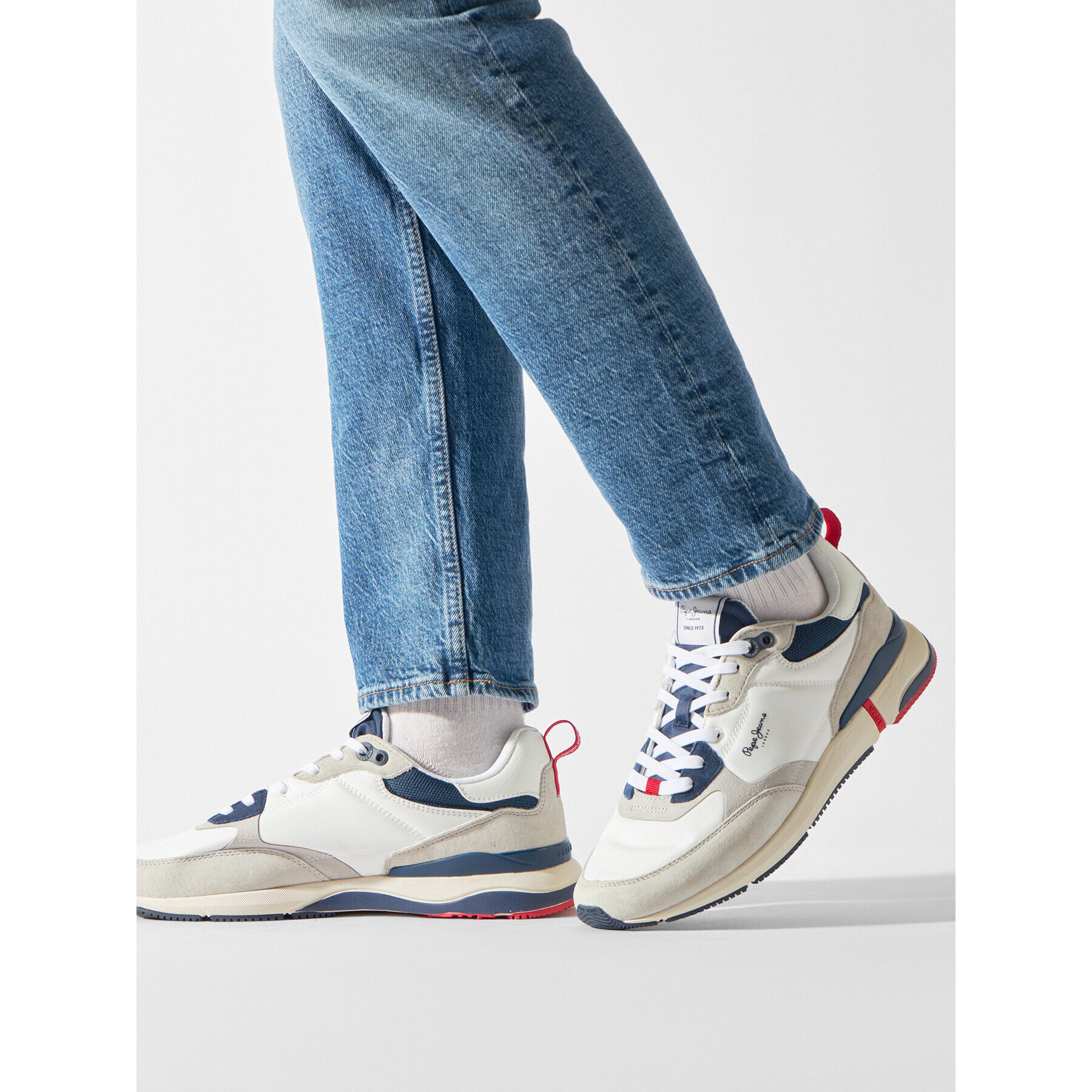 Pepe Jeans Sneakersy London Pro Vint PMS30938 Bílá - Pepit.cz