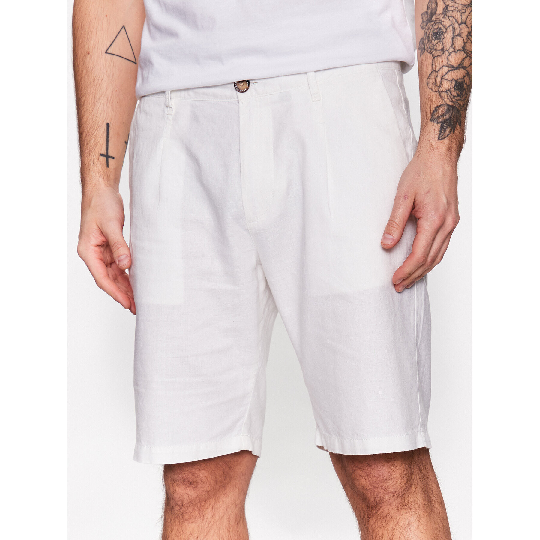 Pepe Jeans Šortky z materiálu Arkin Short Linen PM800913 Écru Relaxed Fit - Pepit.cz