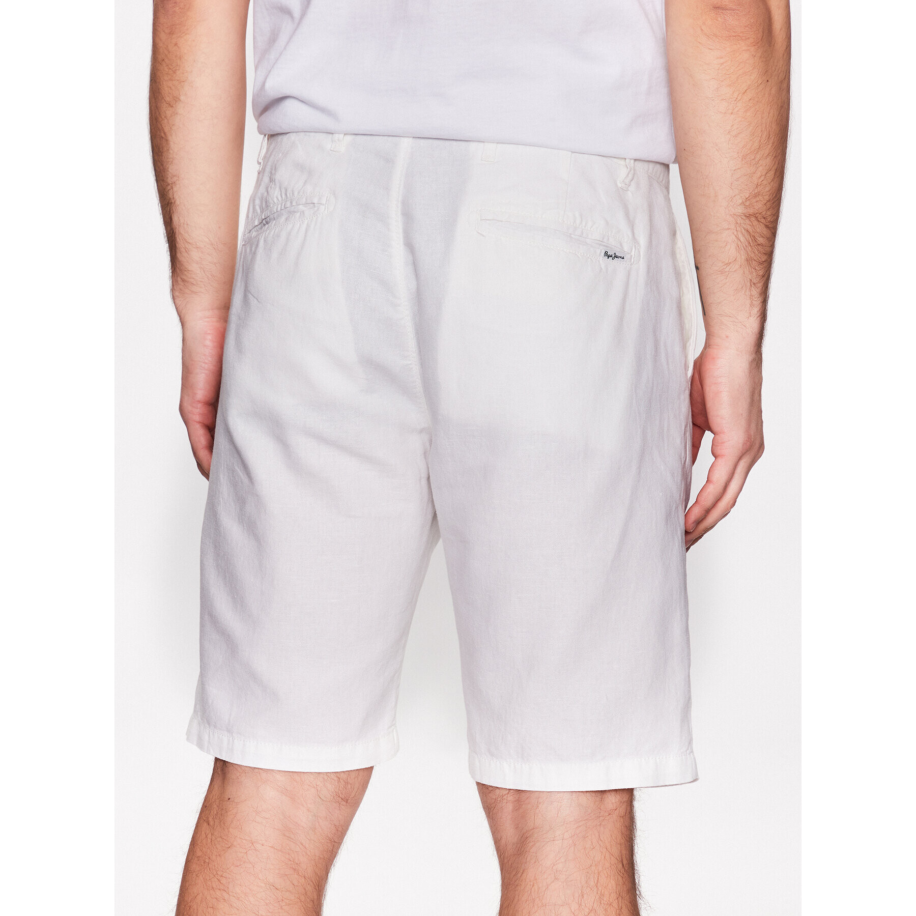 Pepe Jeans Šortky z materiálu Arkin Short Linen PM800913 Écru Relaxed Fit - Pepit.cz