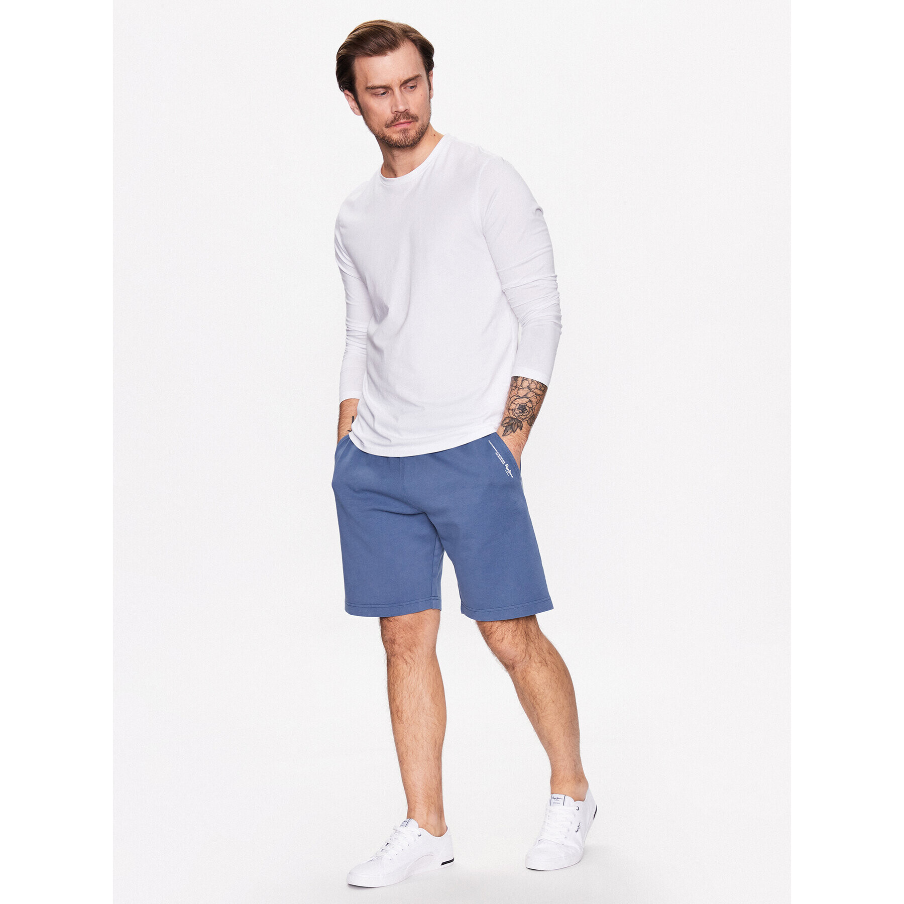 Pepe Jeans Šortky z materiálu David Short PM801011 Modrá Regular Fit - Pepit.cz