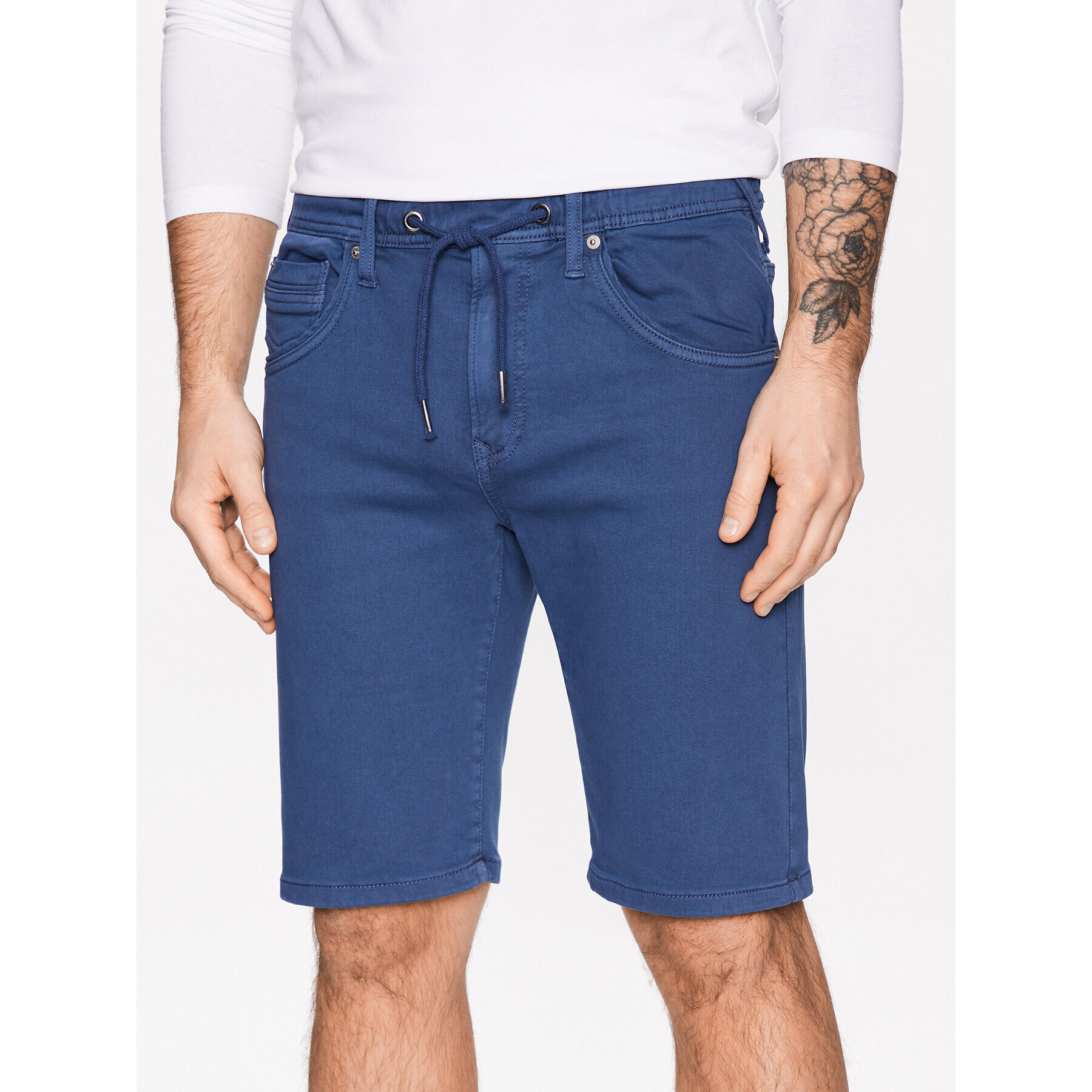 Pepe Jeans Šortky z materiálu Jagger Short PM800920 Modrá Slim Fit - Pepit.cz