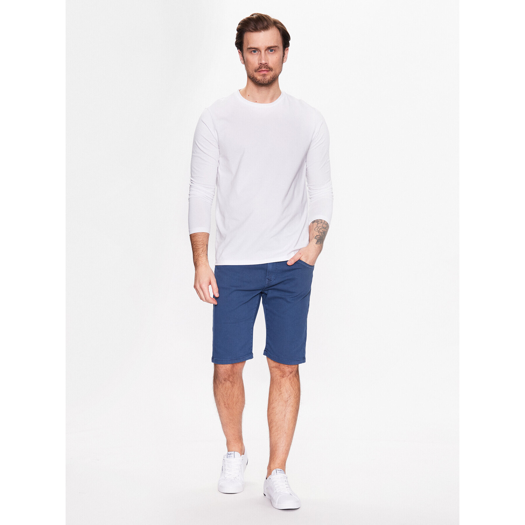 Pepe Jeans Šortky z materiálu Jagger Short PM800920 Modrá Slim Fit - Pepit.cz