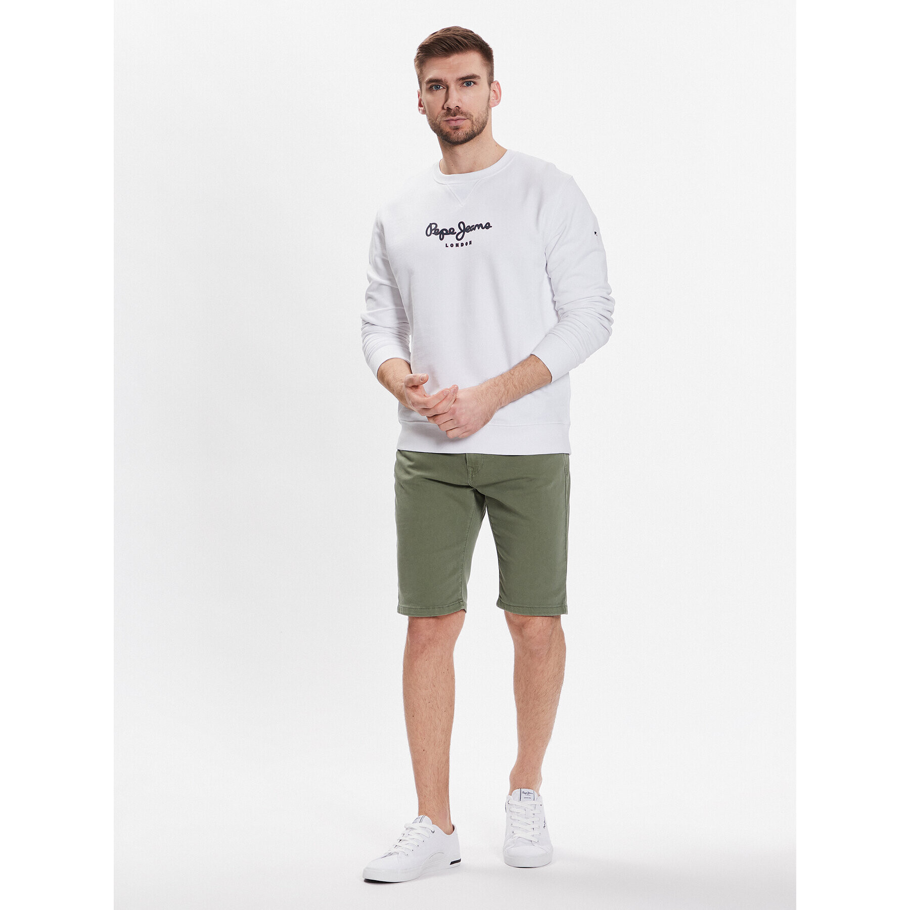 Pepe Jeans Šortky z materiálu Jagger Short PM800920 Zelená Slim Fit - Pepit.cz