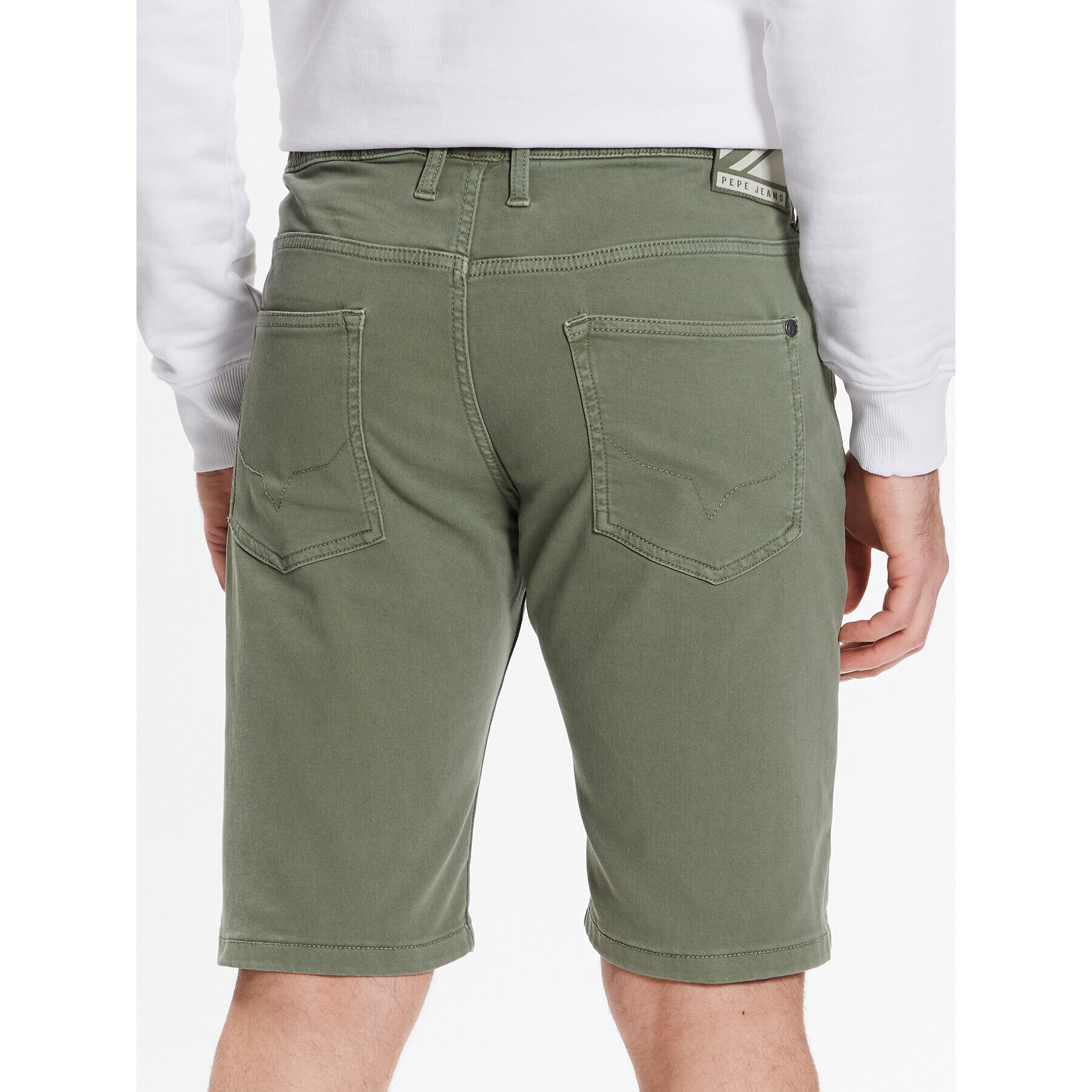 Pepe Jeans Šortky z materiálu Jagger Short PM800920 Zelená Slim Fit - Pepit.cz