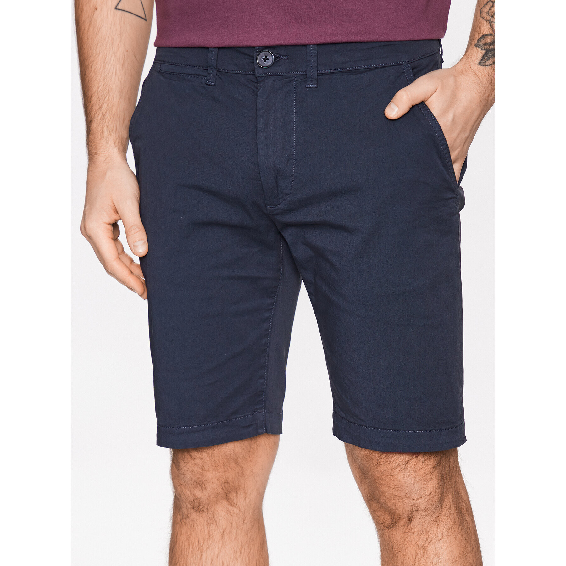 Pepe Jeans Šortky z materiálu Mc Queen Short PM800938C75 Tmavomodrá Regular Fit - Pepit.cz