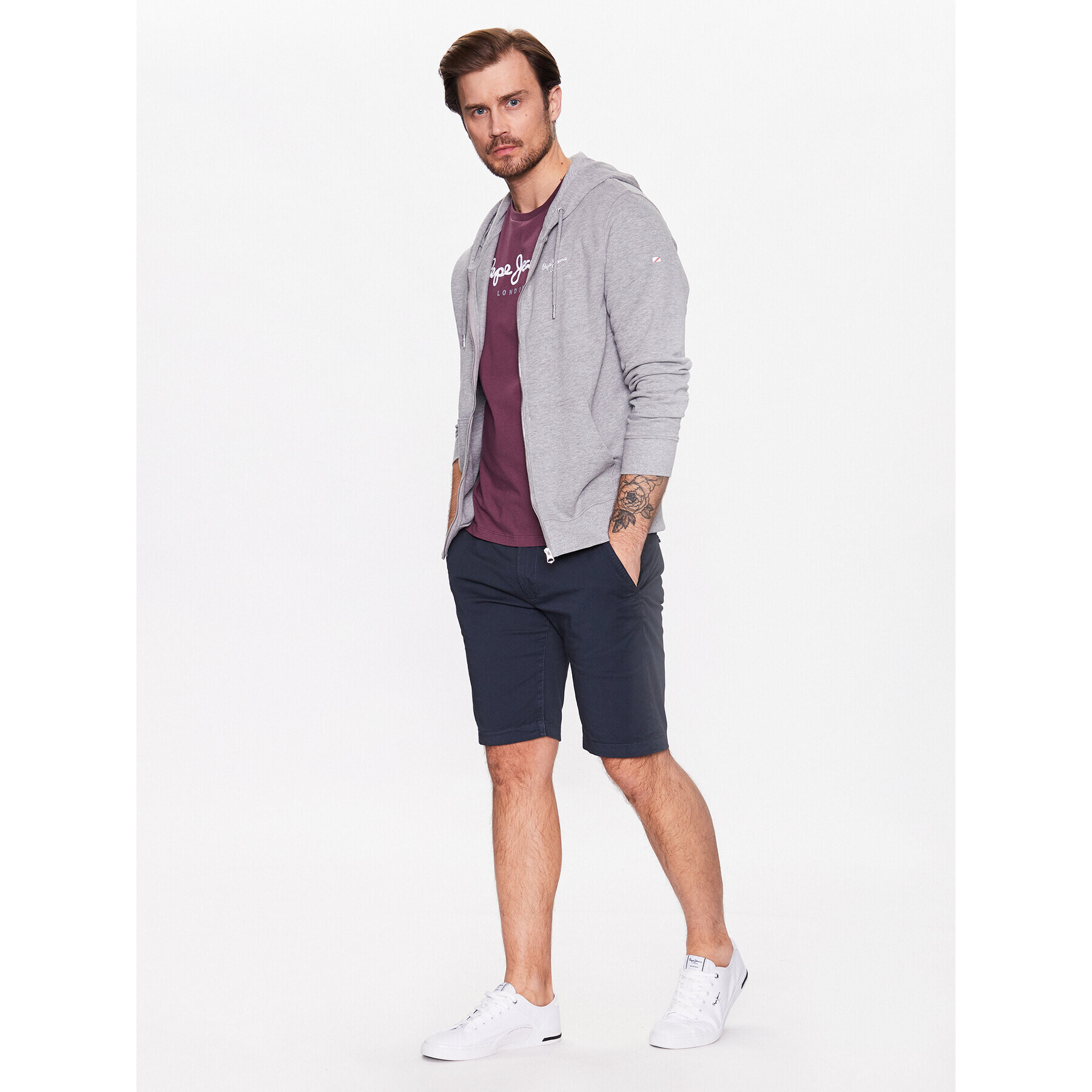 Pepe Jeans Šortky z materiálu Mc Queen Short PM800938C75 Tmavomodrá Regular Fit - Pepit.cz