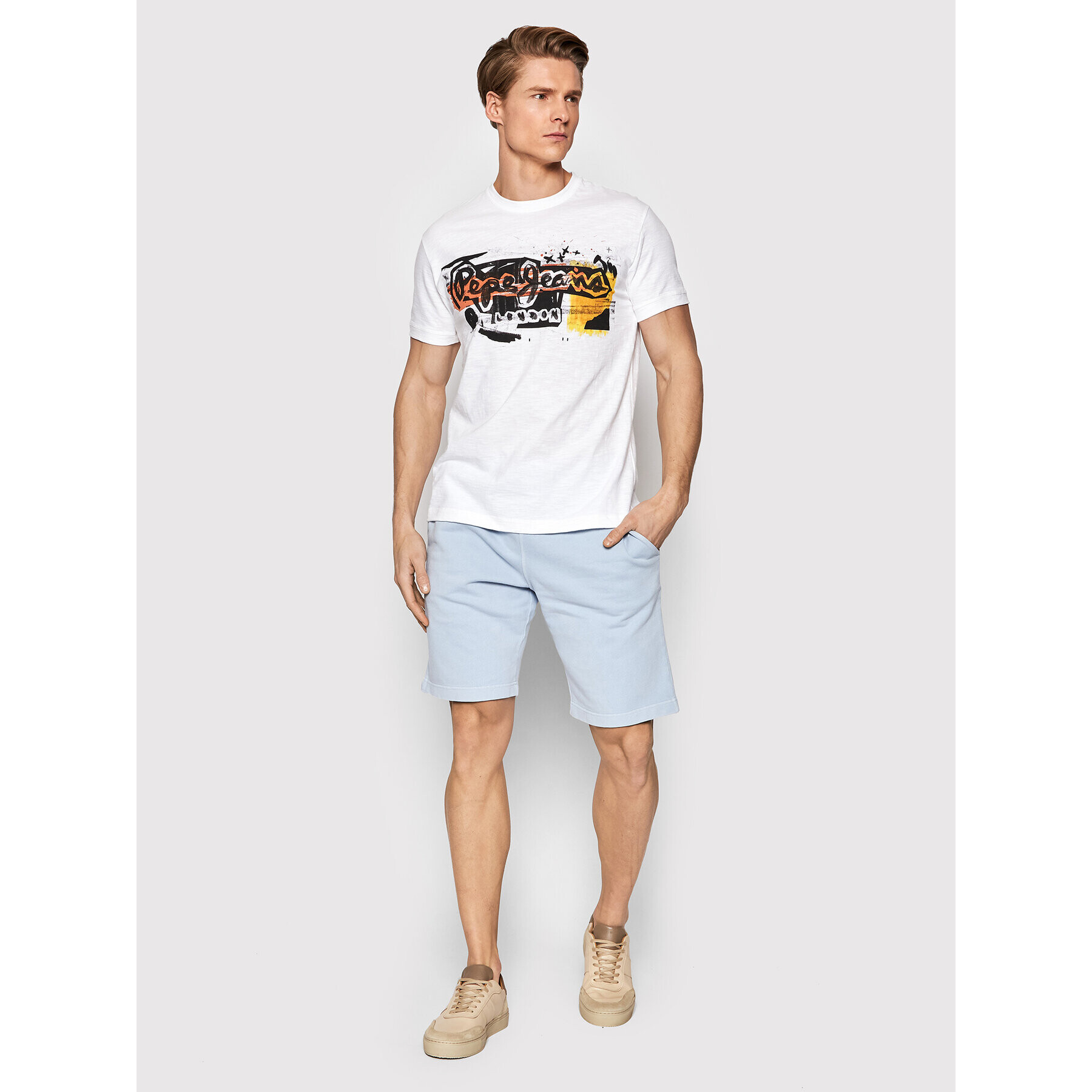 Pepe Jeans Sportovní kraťasy David PM800910 Modrá Regular Fit - Pepit.cz