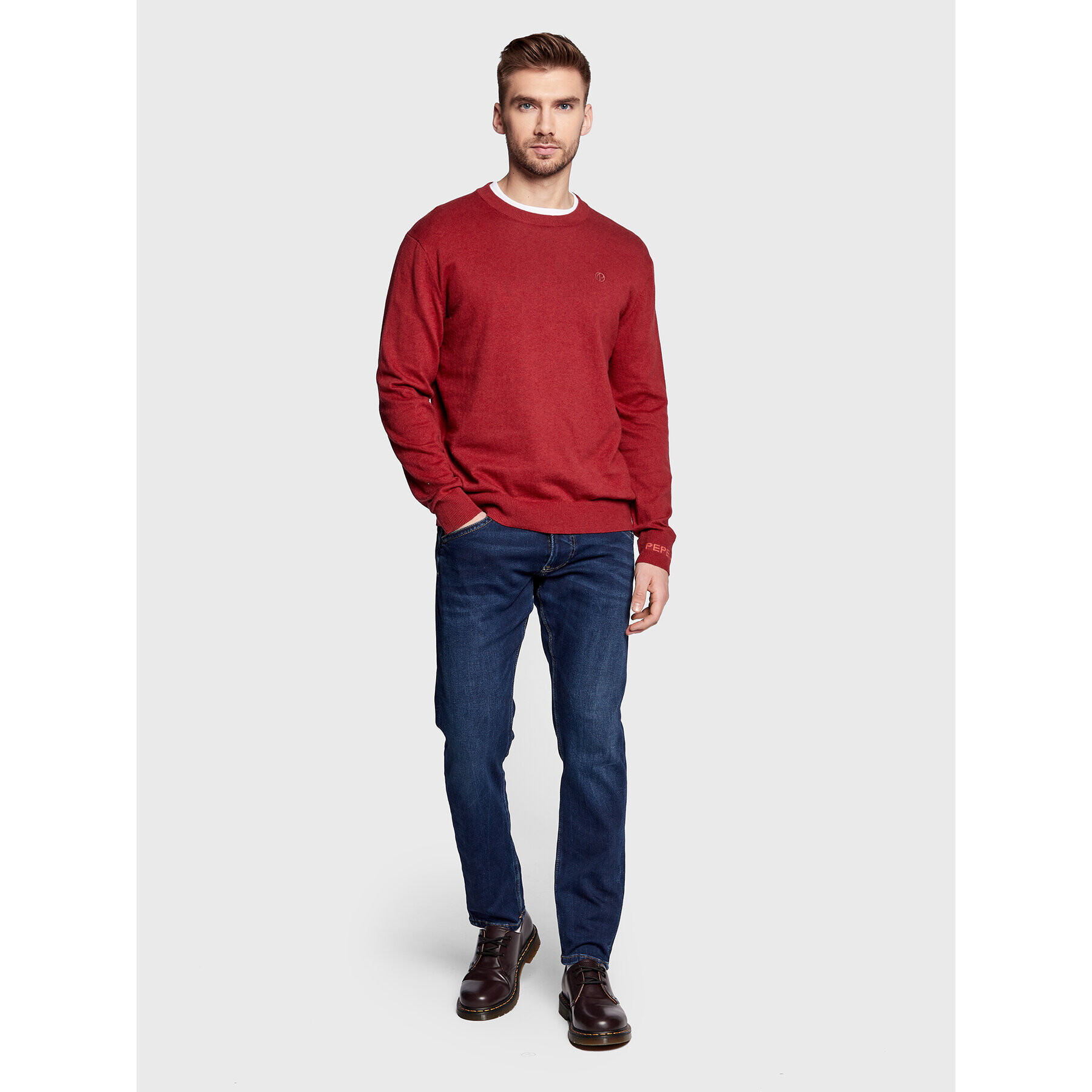 Pepe Jeans Svetr Andre PM702240 Červená Relaxed Fit - Pepit.cz