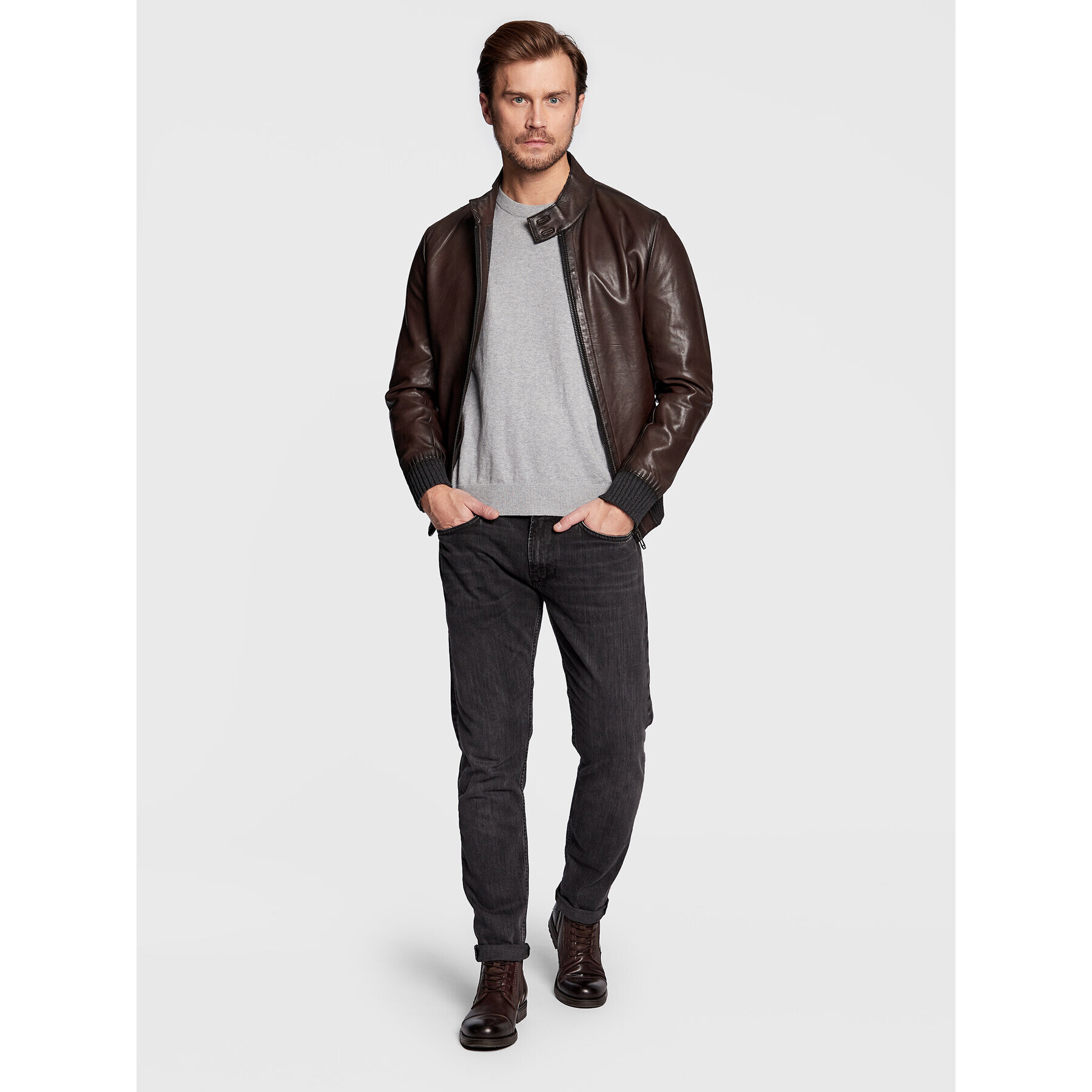 Pepe Jeans Svetr Andre PM702240 Šedá Regular Fit - Pepit.cz