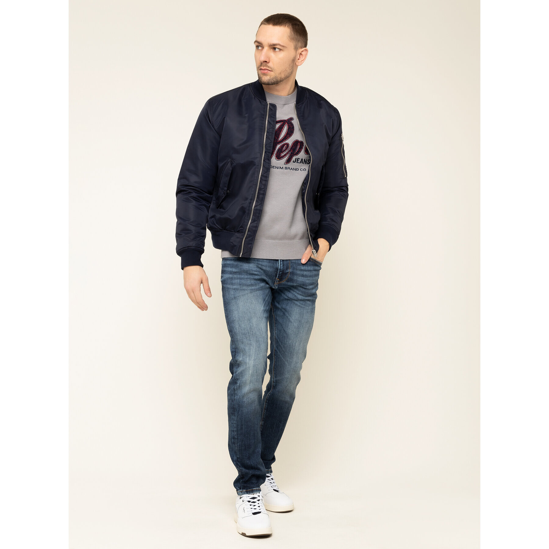 Pepe Jeans Svetr Gabriel PM701973 Šedá Regular Fit - Pepit.cz