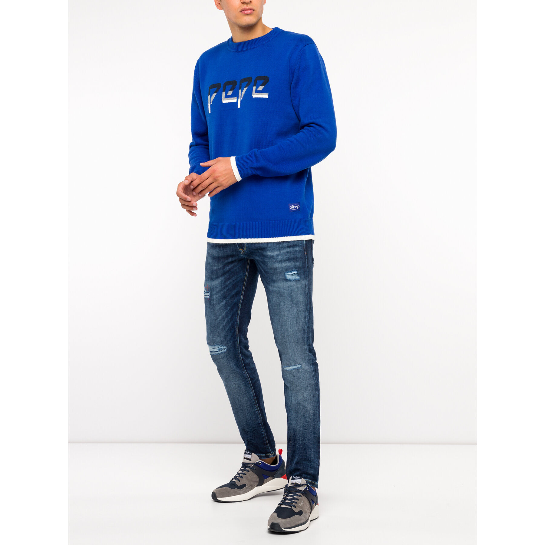 Pepe Jeans Svetr Luis PM701956 Tmavomodrá Regular Fit - Pepit.cz