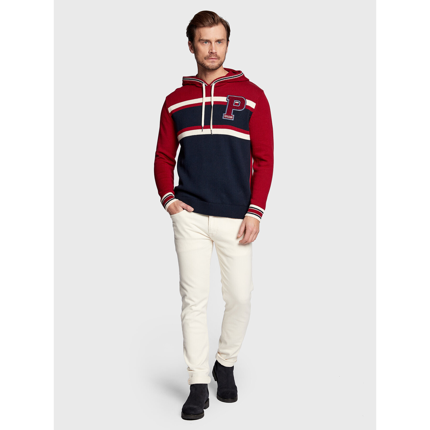 Pepe Jeans Svetr Milan PM702268 Červená Regular Fit - Pepit.cz