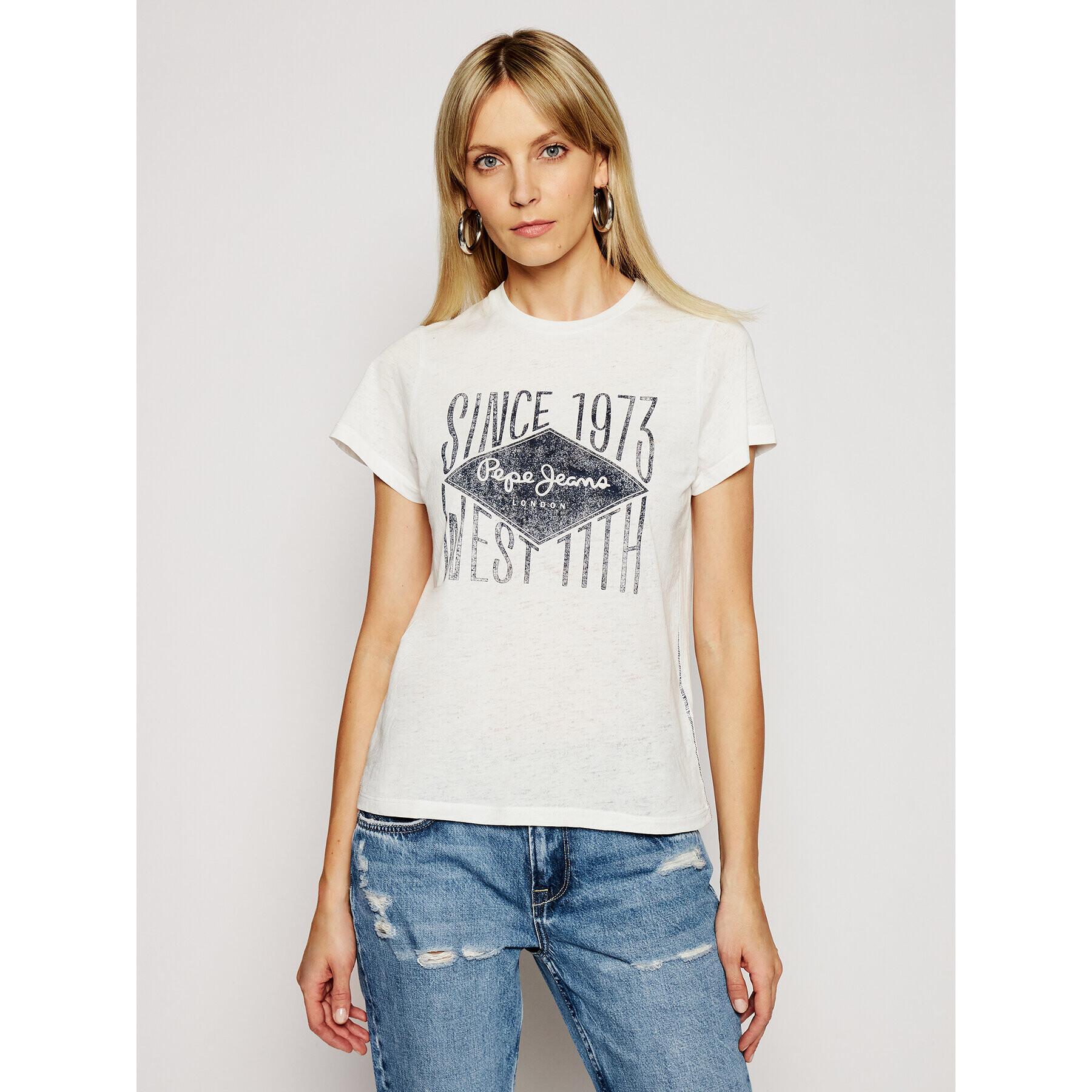 Pepe Jeans T-Shirt Alex PL504796 Bílá Regular Fit - Pepit.cz