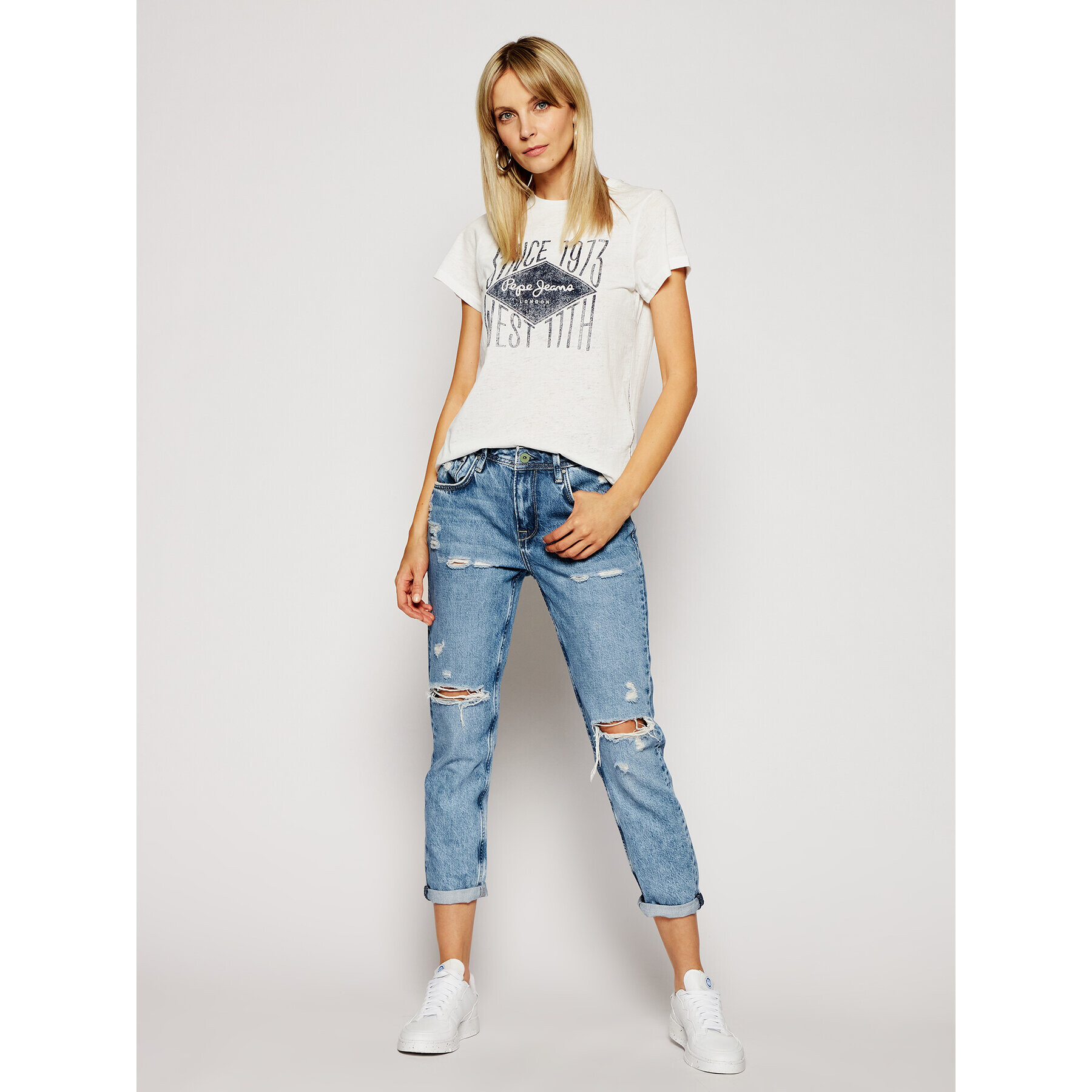 Pepe Jeans T-Shirt Alex PL504796 Bílá Regular Fit - Pepit.cz